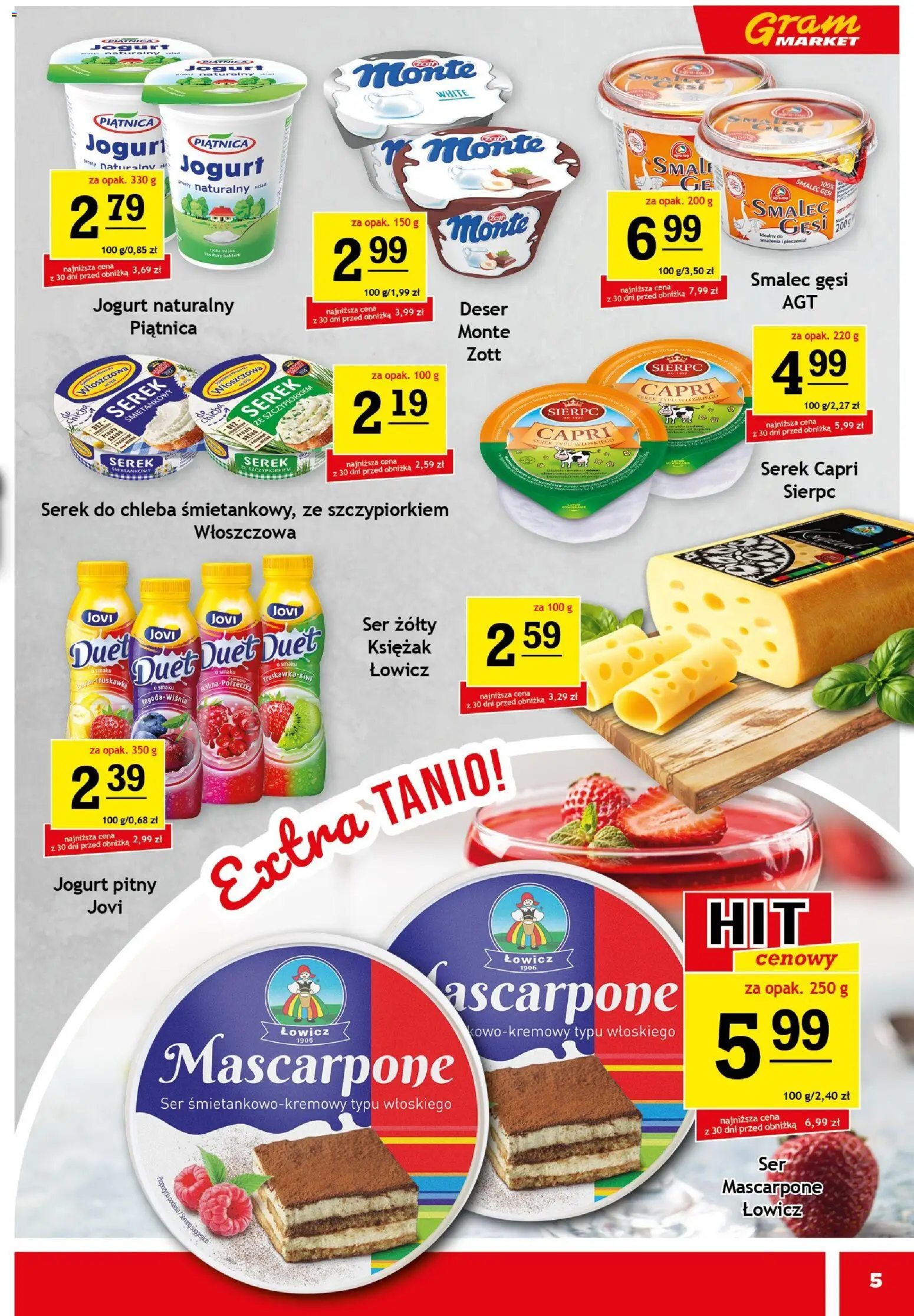 Gram Market Gazetka od 05.11.2025 | Strona: 5 | Produkty: Porzeczka, Mleko, Ser, Jogurt