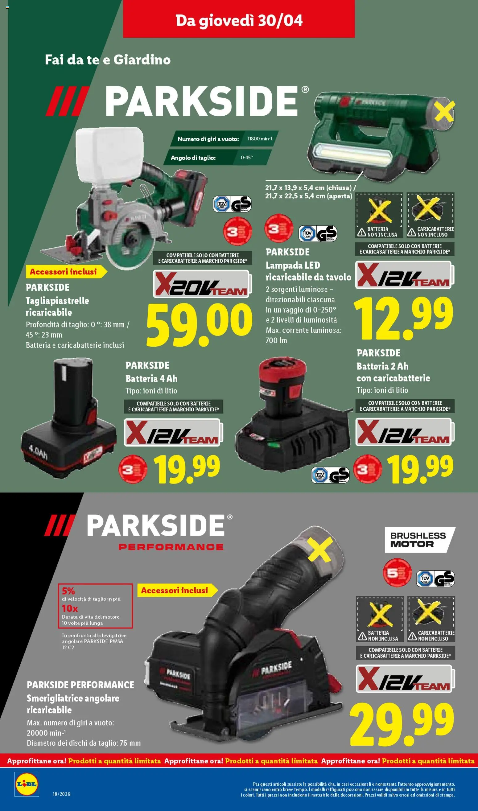 Volantino Lidl del 30.04.2026 | Pagina: 24 | Prodotti: Batteria, Batterie, Lampada, Caricabatterie