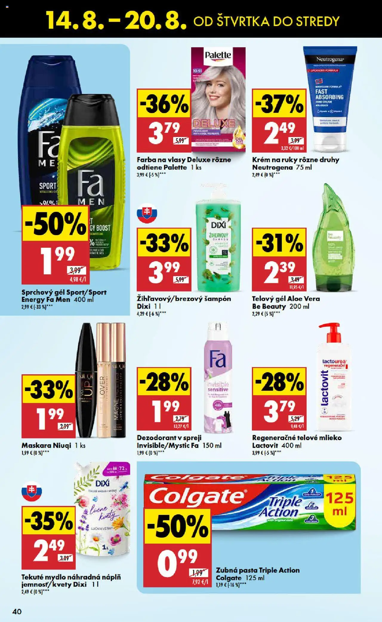 Biedronka leták │ platný od 14.08.2025 | Strana: 40 | Produkty: Šampón, Krém na ruky, Zubná pasta, Lactovit