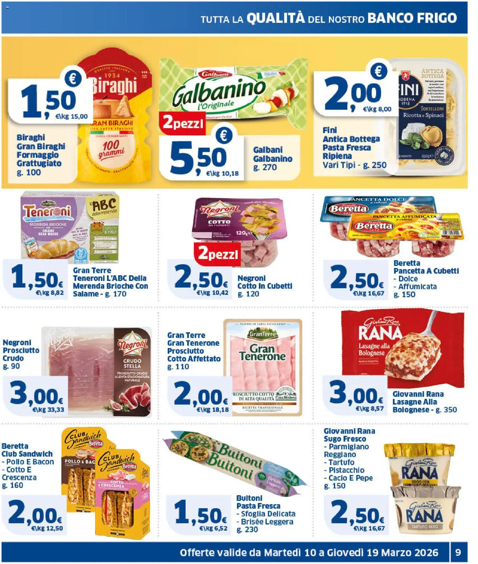 Volantino SIGMA del 10.03.2026 | Pagina: 9 | Prodotti: Pancetta, Prosciutto, Ricotta, Tortelloni
