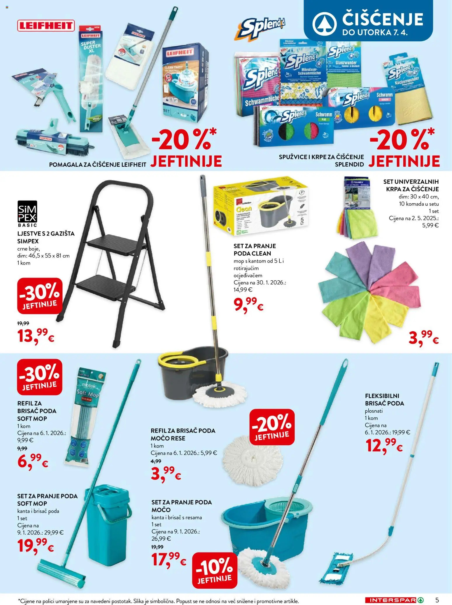 Interspar katalog | vrijedi od 04.03.2026 | Stranica: 5 | Proizvodi: Krpa, Mop, Krpe za čišćenje, Ljestve