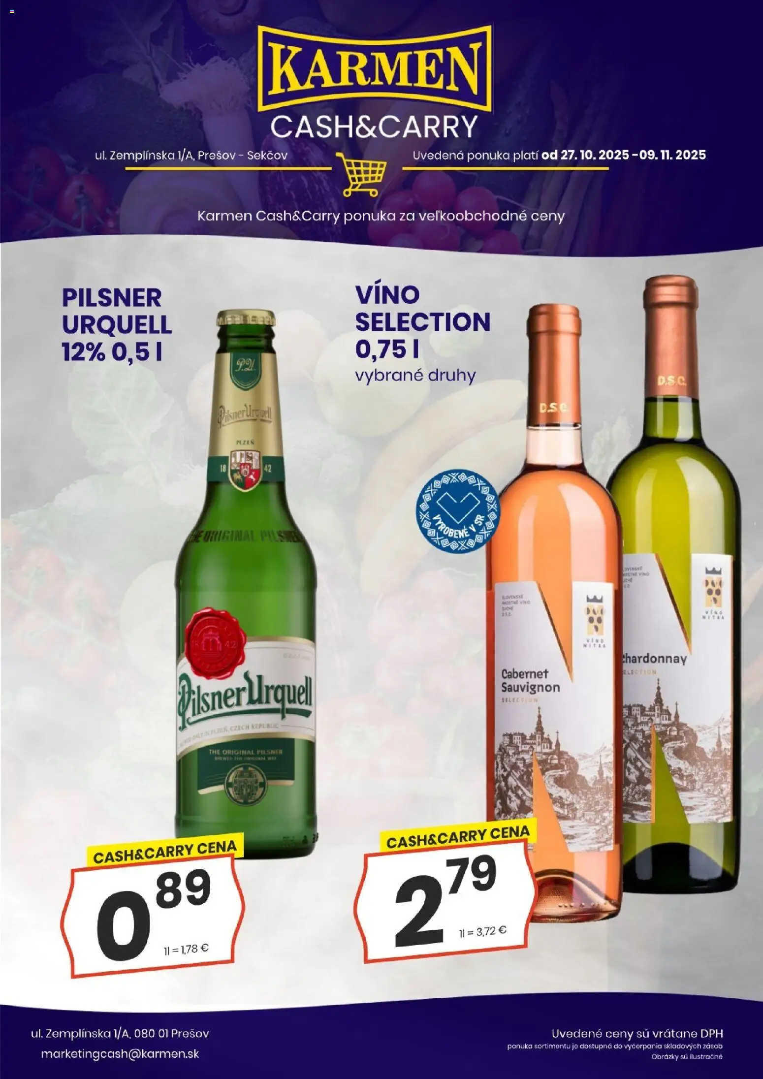 Nové KARMEN CBA akcie – leták je platný od 27.10.2025 | Strana: 4 | Produkty: Pilsner Urquell, Víno