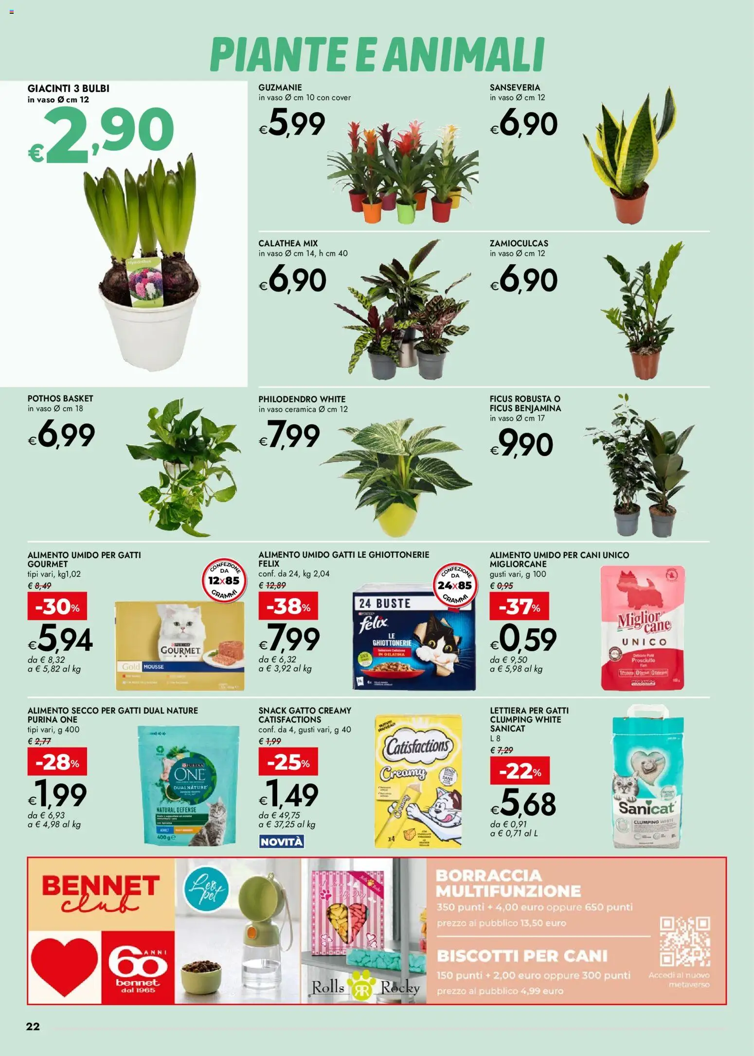 Volantino bennet del 06.11.2025 | Pagina: 22 | Prodotti: Lettiera per gatti, Biscotti, Prosciutto, Vaso