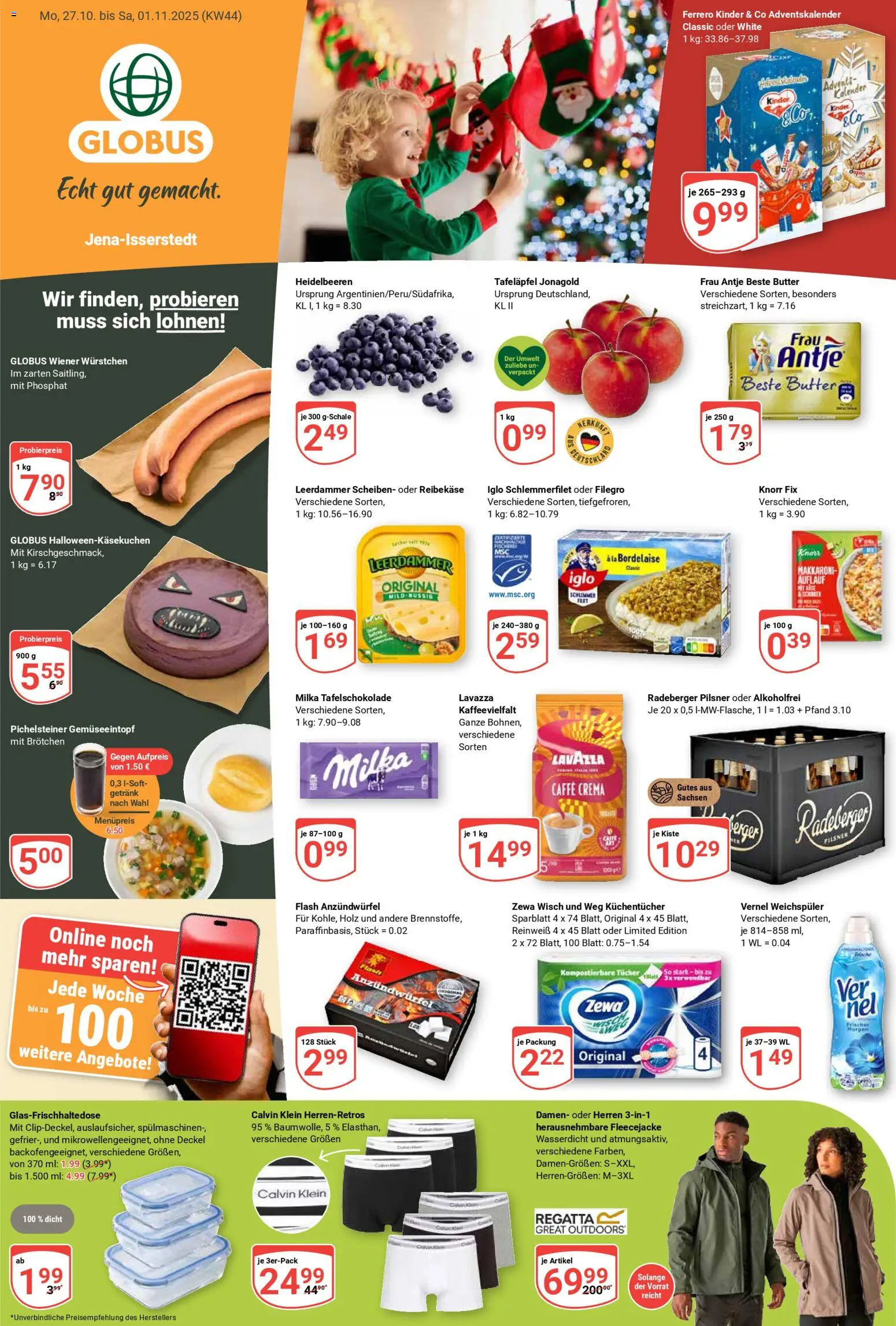 Globus Prospekt 	 – gültig ab 27.10.2025 | Seite: 3 | Produkte: Wiener wurstchen, Butter, Reibekase, Vernel