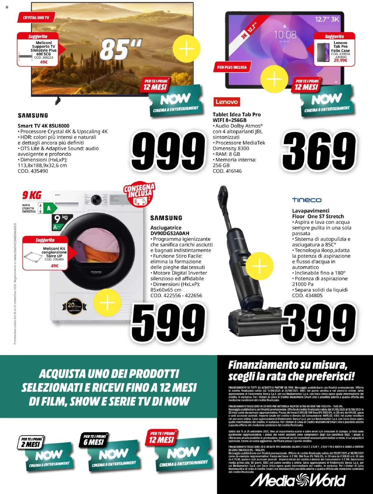 Volantino Media World del 15.09.2025 | Pagina: 36 | Prodotti: Samsung Galaxy, Tablet, TV, Audio