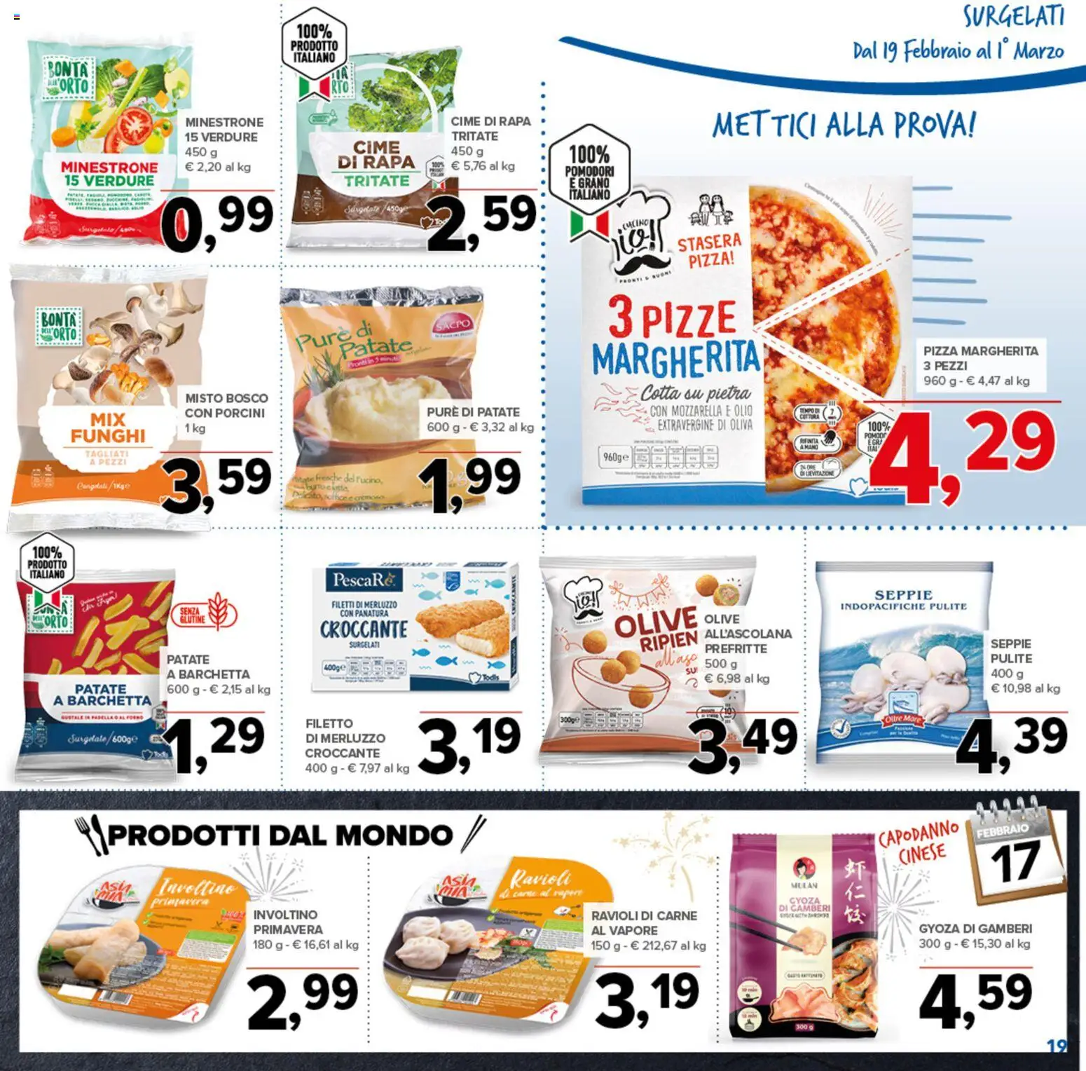 Volantino Todis del 19.02.2026 | Pagina: 19 | Prodotti: Merluzzo, Gamberi, Patate, Ravioli