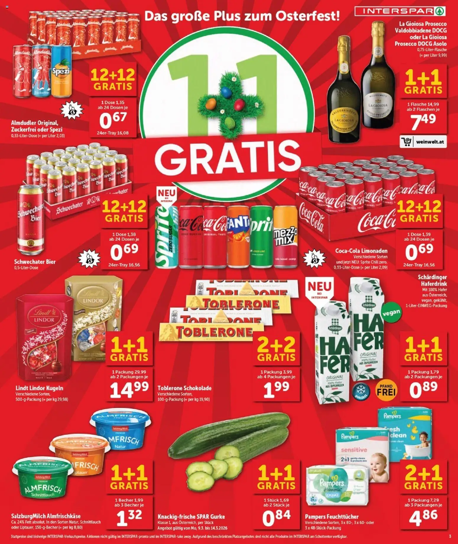 Interspar Flugblatt - Burgenland gültig ab 12.03.2026 | Seite: 3 | Produkte: Pampers, Schokolade, Bier