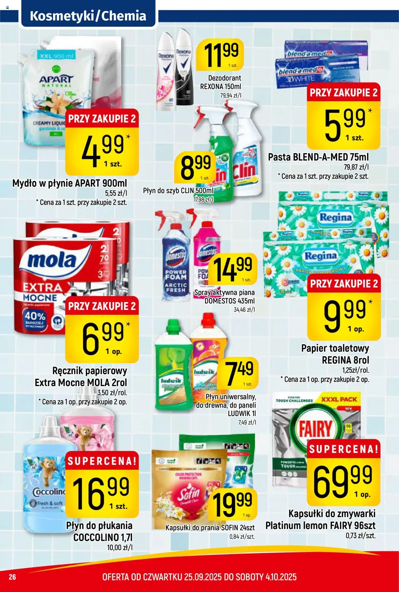 Piotruś Pan Gazetka od 25.09.2025 | Strona: 26 | Produkty: Płyn do szyb Clin, Mydło w płynie, Domestos, Kapsułki do zmywarki