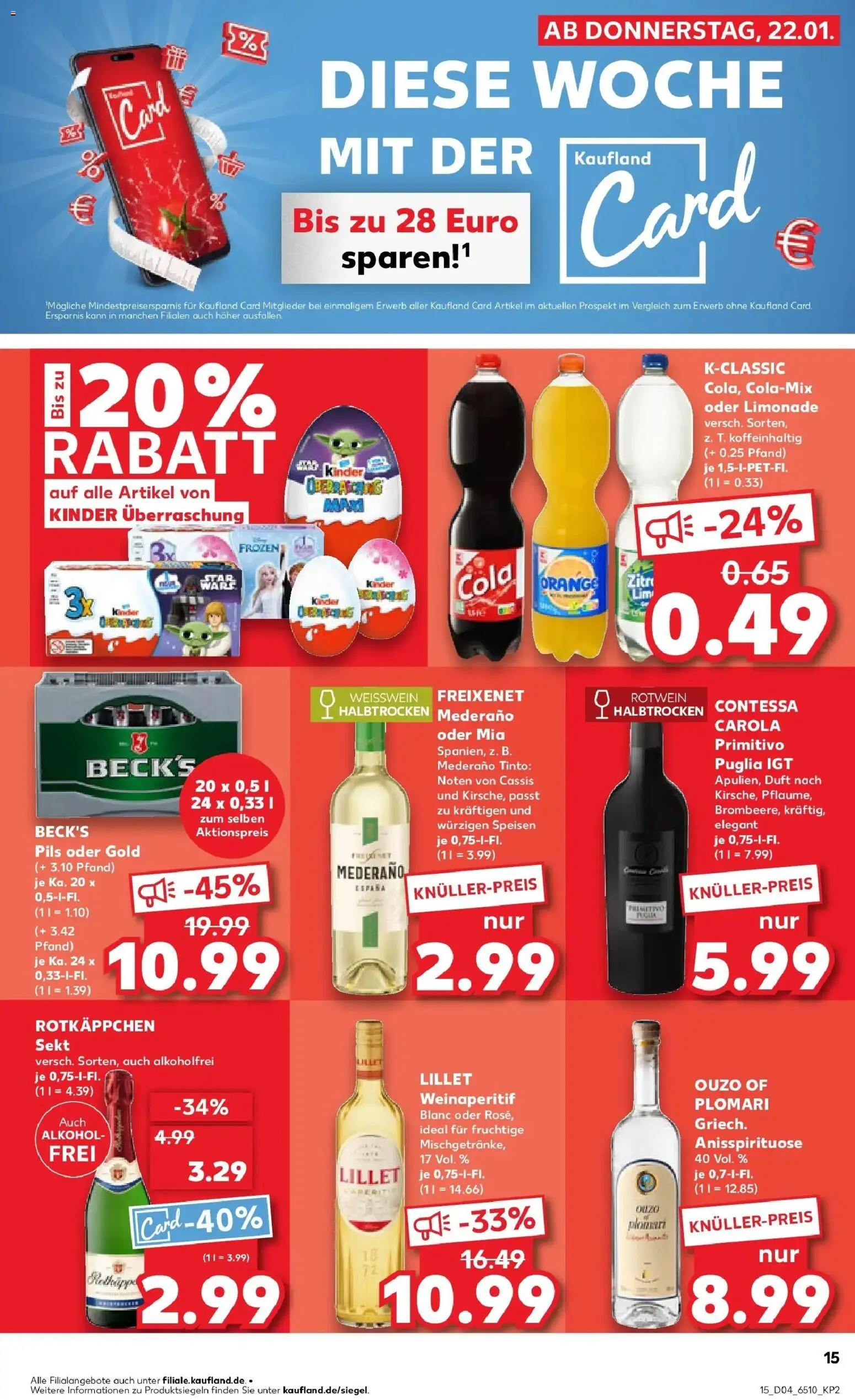 Prospekt Kaufland ab 25.01.2026 » Angebote Online zum Blättern | Seite: 15 | Produkte: Sekt, Freixenet mederano, Lillet, Rotkäppchen