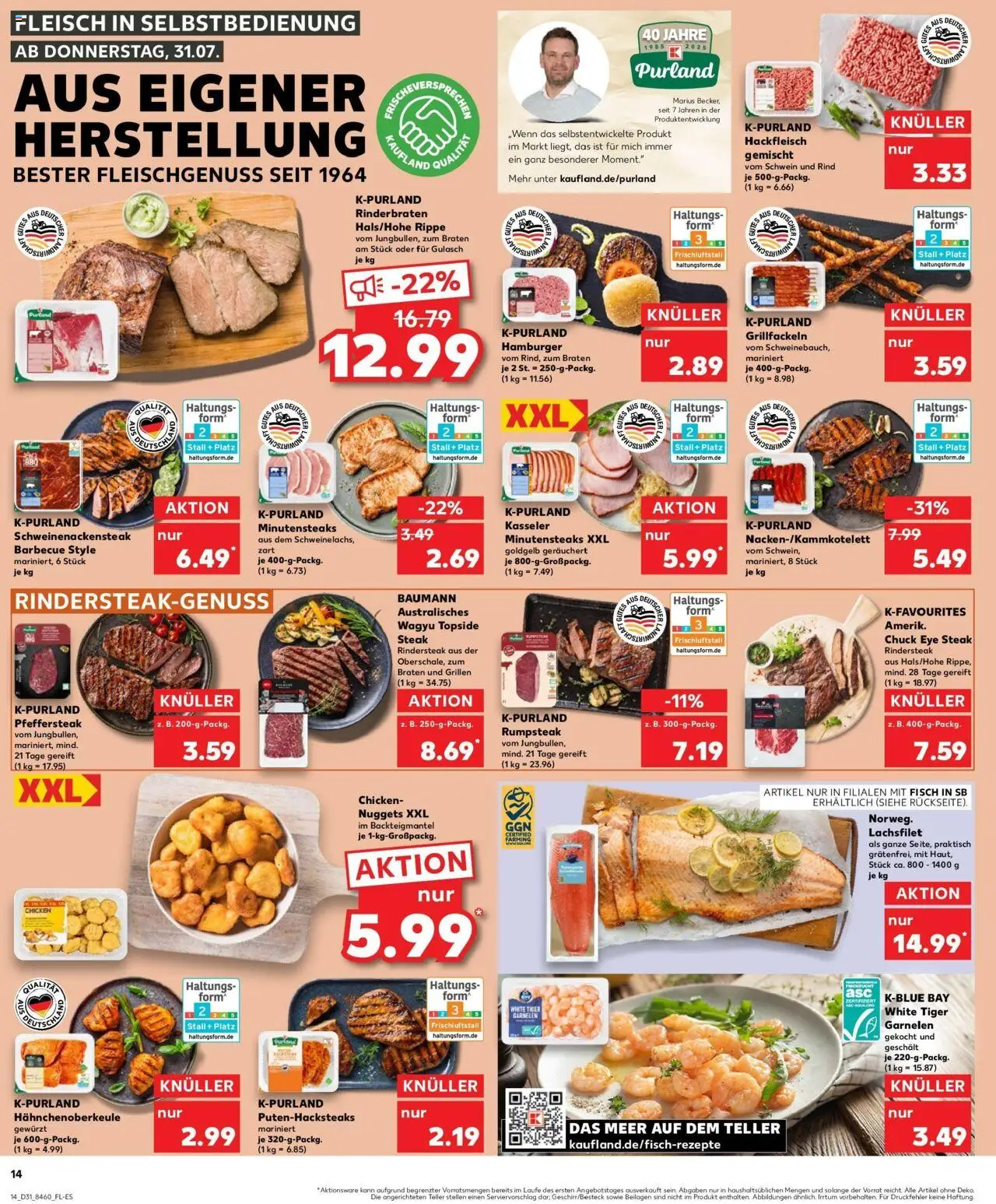 Kaufland prospekt Lindau (Bodensee)	 - gültig ab dem 03.08.2025 | Seite: 25 | Produkte: Garnelen, Fisch, Tiger garnelen, Steak