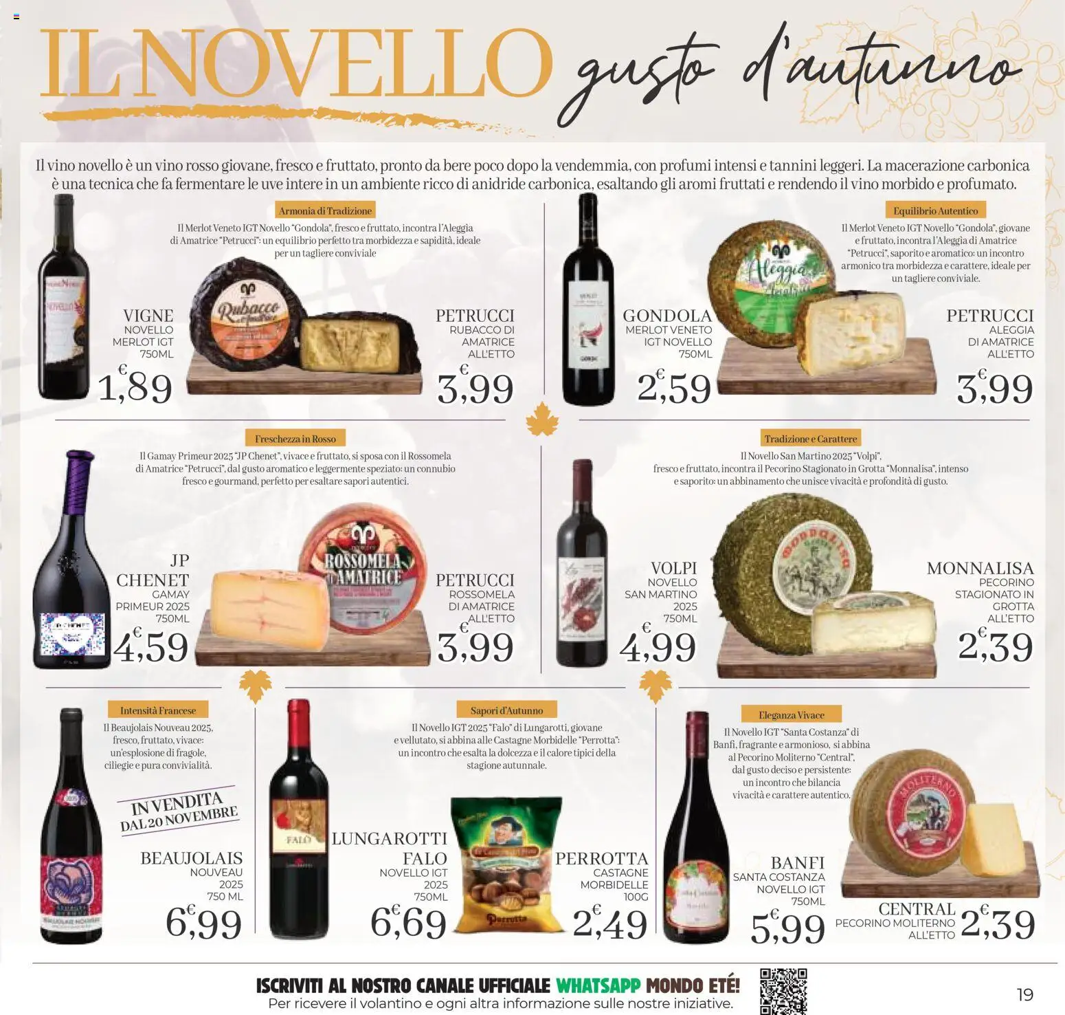 Volantino Eté del 31.10.2025 | Pagina: 19 | Prodotti: Vino, Tagliere, Bilancia, Pecorino