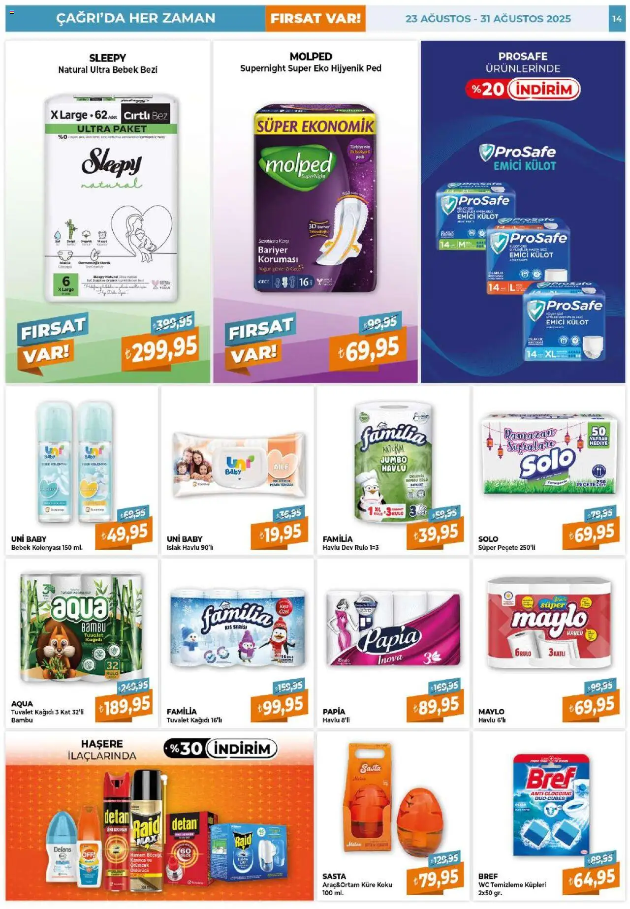 Çağrı Market Katalog - 23.08.2025 tarihinden itibaren geçerlidir | Sayfa: 14 | Ürünler: Tuvalet, Küre, Koku, Külot