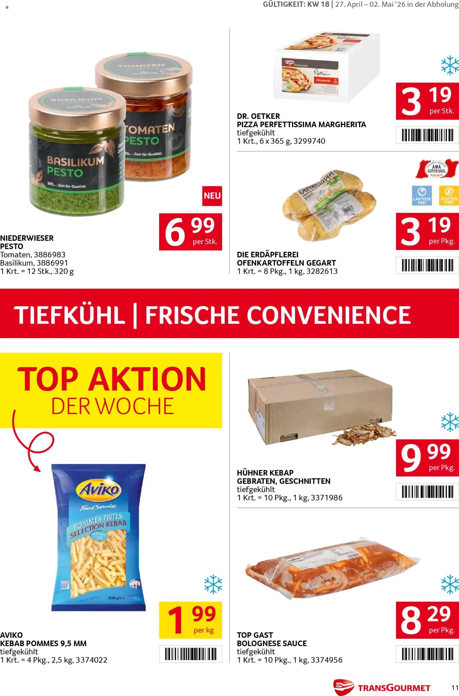 Transgourmet Flugblatt gültig ab 27.04.2026 | Seite: 11 | Produkte: Pizza, Tomaten