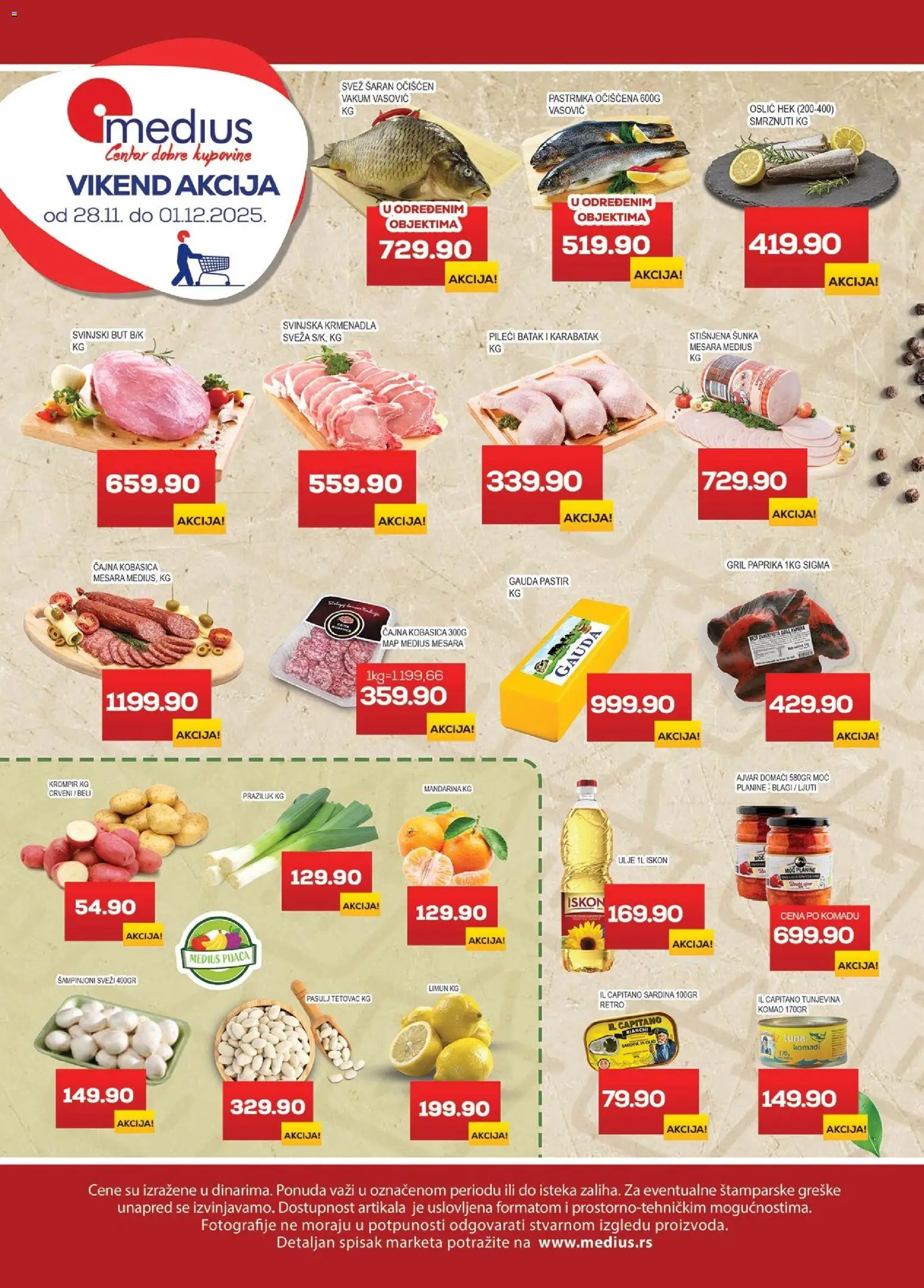 Medius katalog - važi od 28.11.2025 | Strana: 1 | Proizvode: Pastrmka, Krmenadla, Svinjski but, Limun