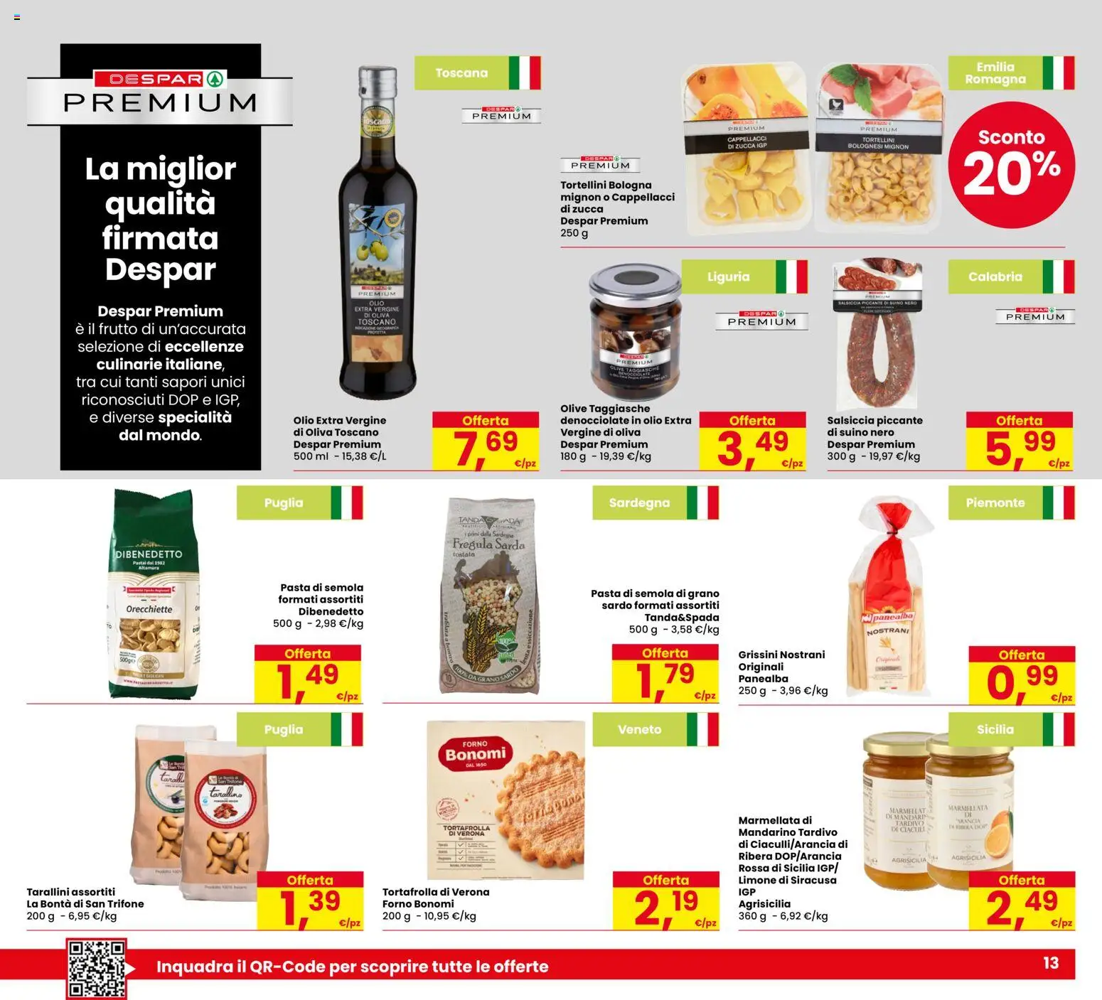 Volantino Despar del 17.03.2026 | Pagina: 13 | Prodotti: Suino, Pasta, Olio extra vergine, Orecchiette