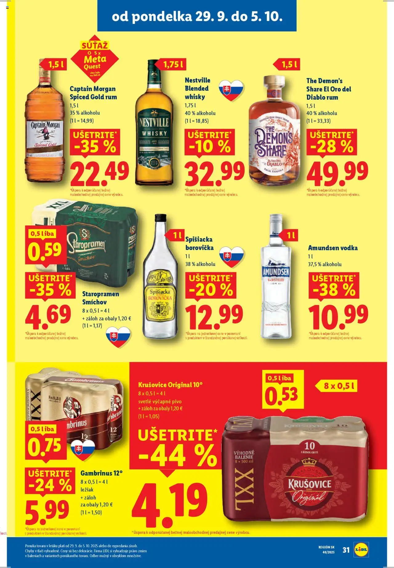 Nové Lidl akcie – leták je platný od 29.09.2025 | Strana: 41 | Produkty: Krušovice, Vodka, Whisky, Amundsen vodka