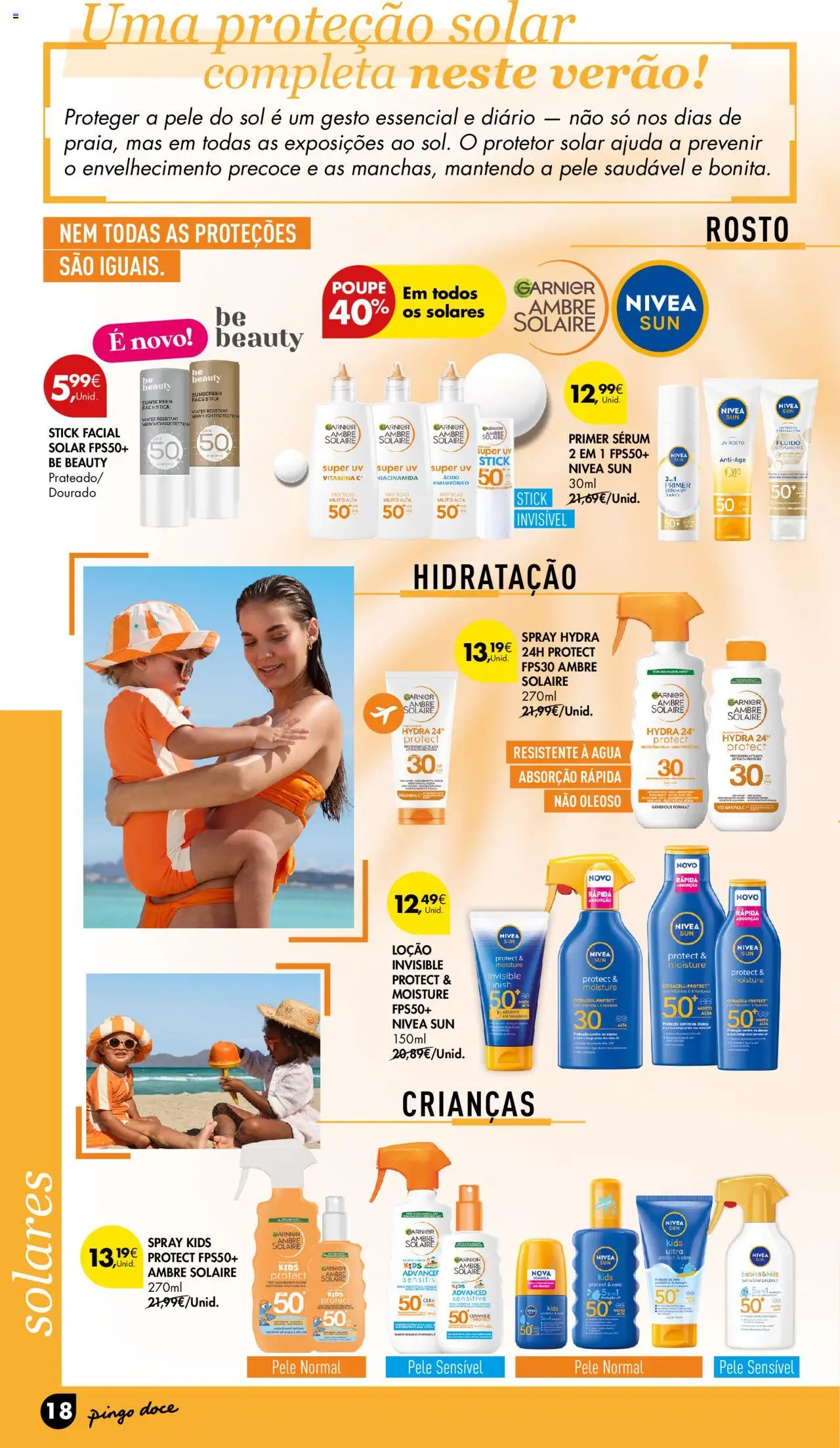 Pingo Doce - Folheto Especial Beleza │ válido de 22.07.2025 | Página: 18 | Produtos: Agua, Primer, Sérum, Cera