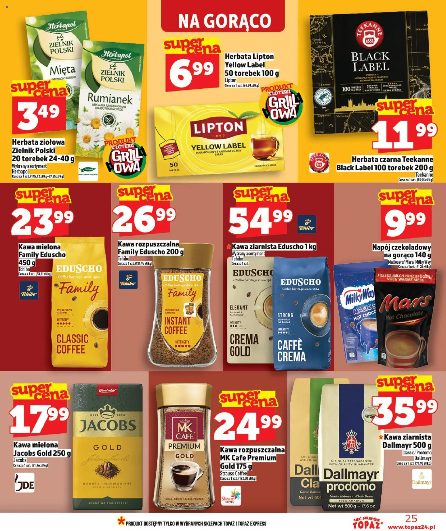 Topaz gazetka - Ceny małe na stałe od 16.04.2026 | Strona: 25 | Produkty: Kawa ziarnista, Kawa rozpuszczalna, Black Label, Kawa