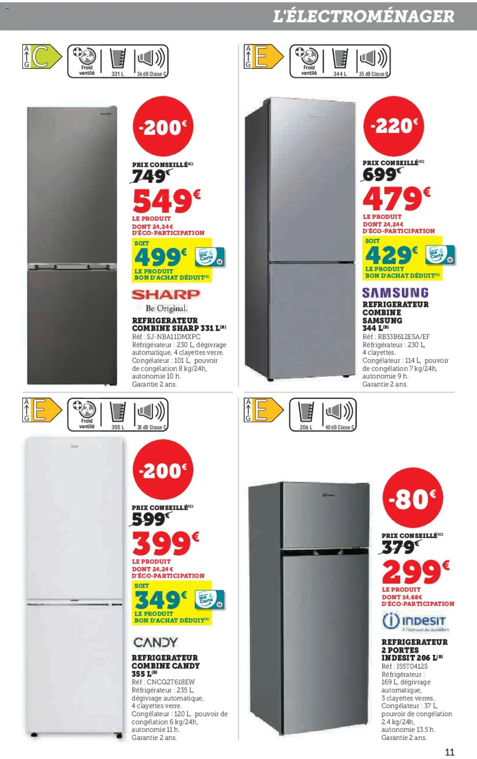 {H1} | Page: 11 | Produits: Réfrigérateur, Congélateur, Portes