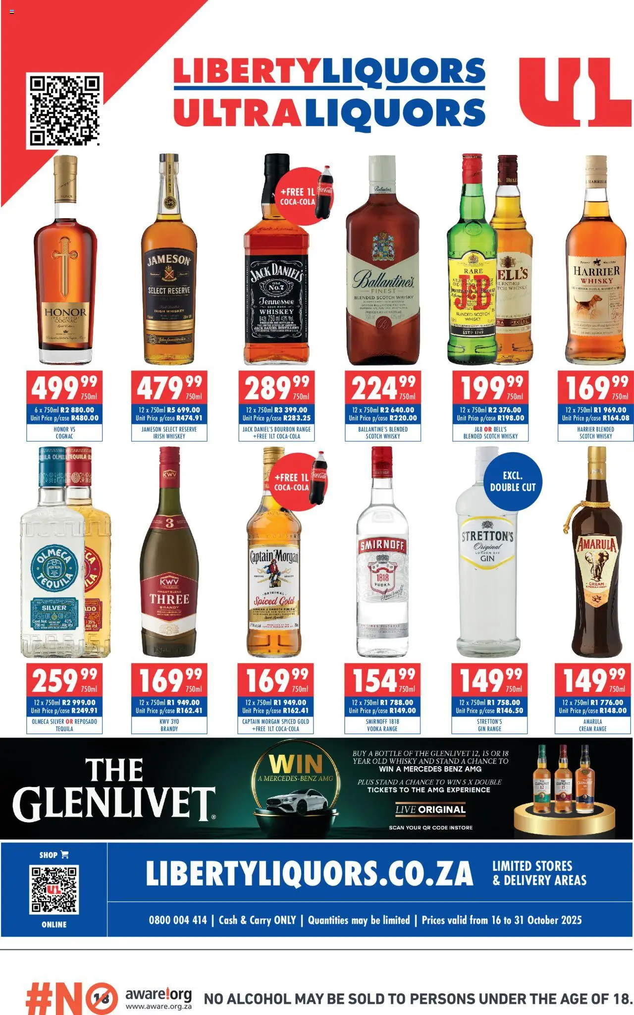 New Ultra Liquors catalogue – valid from 16.10.2025 | Page: 1 | Products: Brandy, Cream, Whiskey, Ensalada de quino