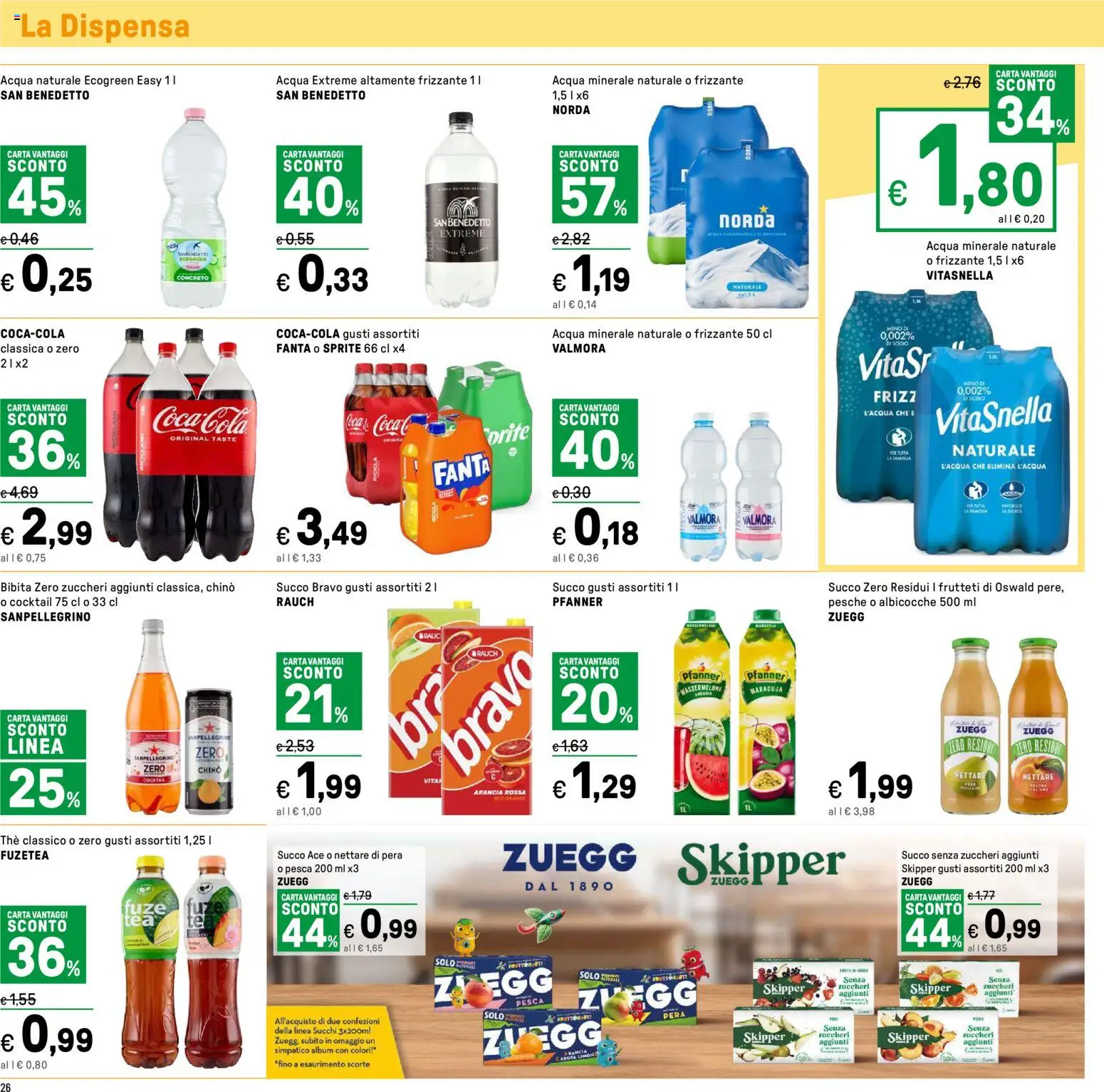 Volantino Iper del 23.01.2026 | Pagina: 26 | Prodotti: Succo, Acqua naturale, Bibita, Albicocche