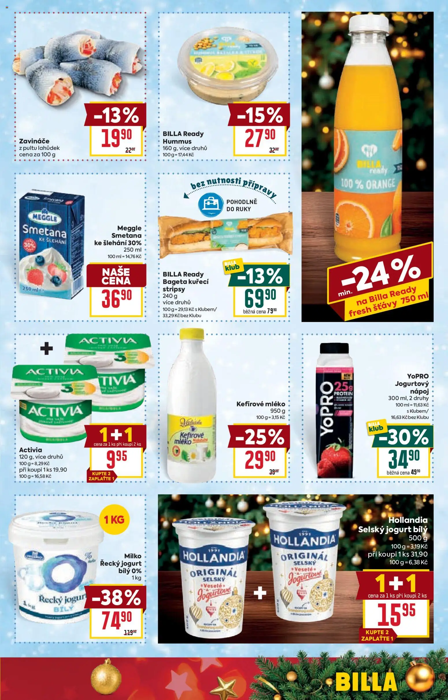 Billa Velký leták od 17.12.2025 | Strana: 27 | Produkty: Hummus, Jogurt, Bageta, Protein