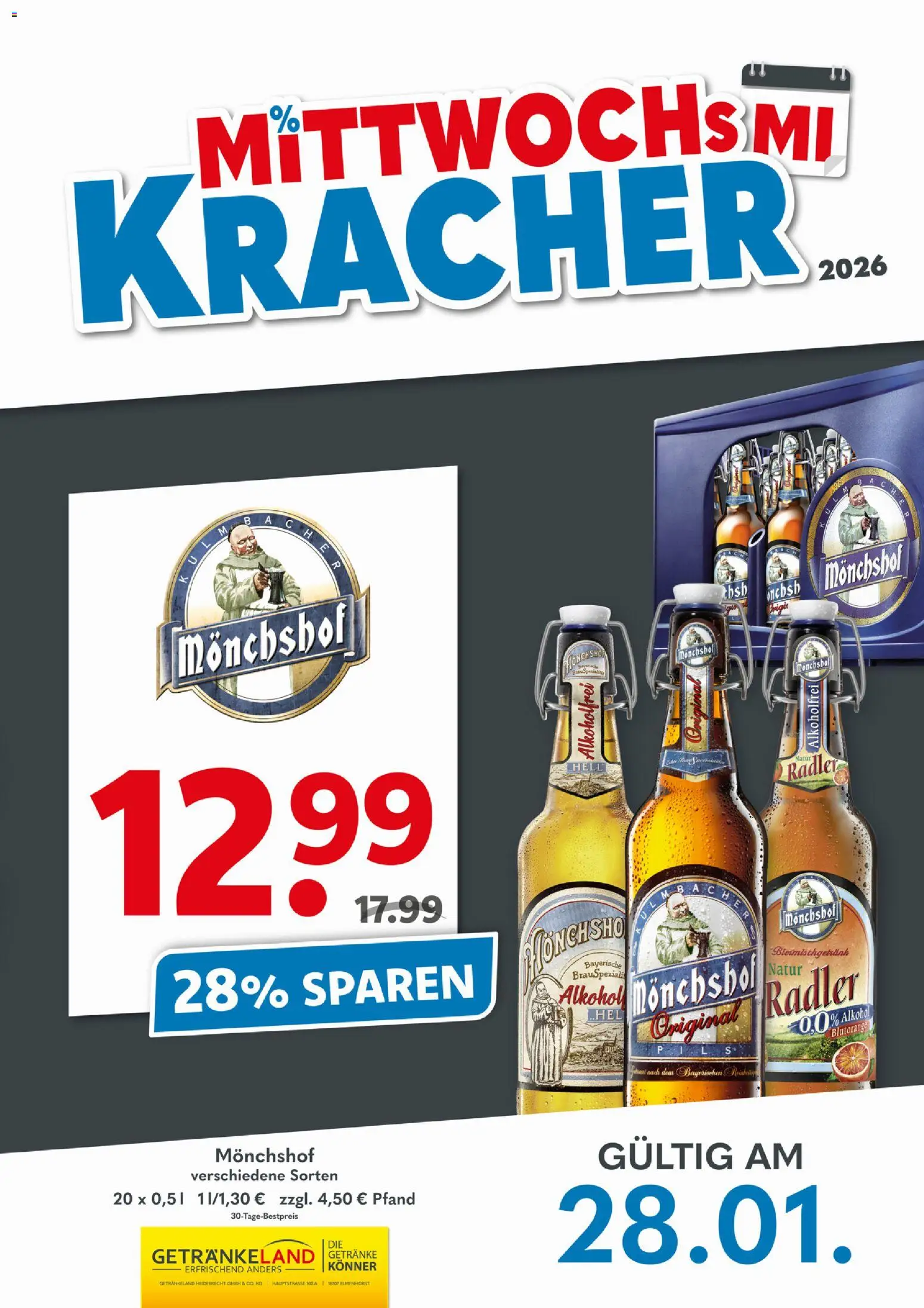 Getränkeland Mittwochs Kracher – gültig ab 28.01.2026 | Seite: 1 | Produkte: Monchshof, Radler