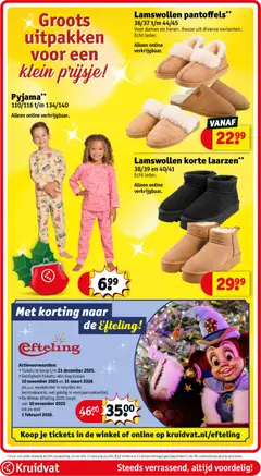 Lamswollen korte laarzen**, 38/39 en 40/41, Sheepskin short boots 38/39 and 40/41. Real leather. Alleen online verkrijgbaar. - Voorbeeld van een folder van Kruidvat, geldig van 24.11.2025 | Pagina: 25 | Producten: Laarzen, Slippers, Kan