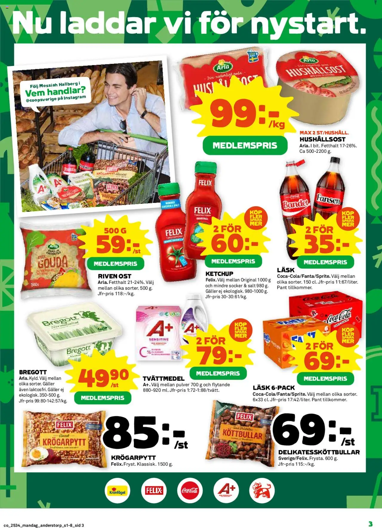 Coop reklamblad aktuell från 18.08.2025 | Sida: 3 | Produkter: Salt, Galler, Riven ost, Ketchup