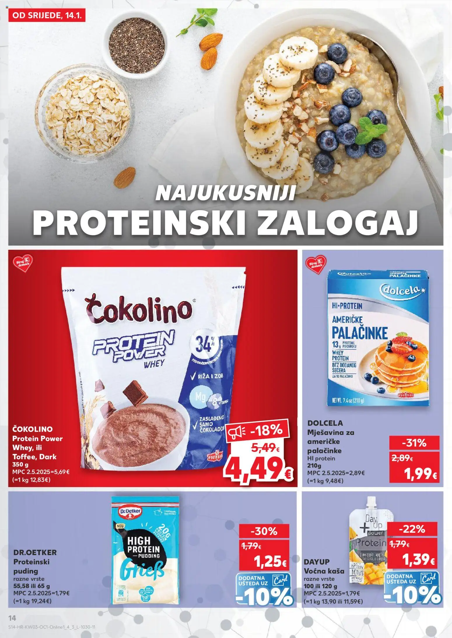Kaufland HR akciós ujság - amely érvényes a következő dátumtól: 14.01.2026 | Oldal: 14 | Termékek: Puding, Protein
