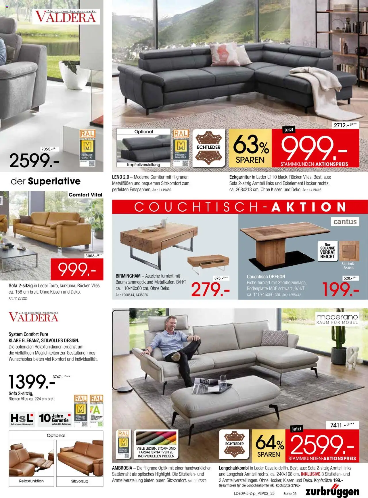 Zurbrüggen Polstermöbel-Spezial – gültig ab 20.09.2025 | Seite: 5 | Produkte: Hocker, Kissen, Sofa, Couchtisch