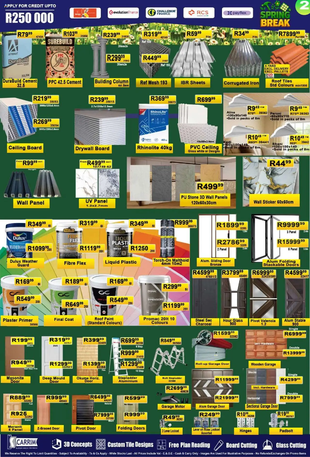 K. Carrim Specials │ valid from 25.08.2025 | Page: 2 | Products: Plaster primer, Plaster, Water, Cement