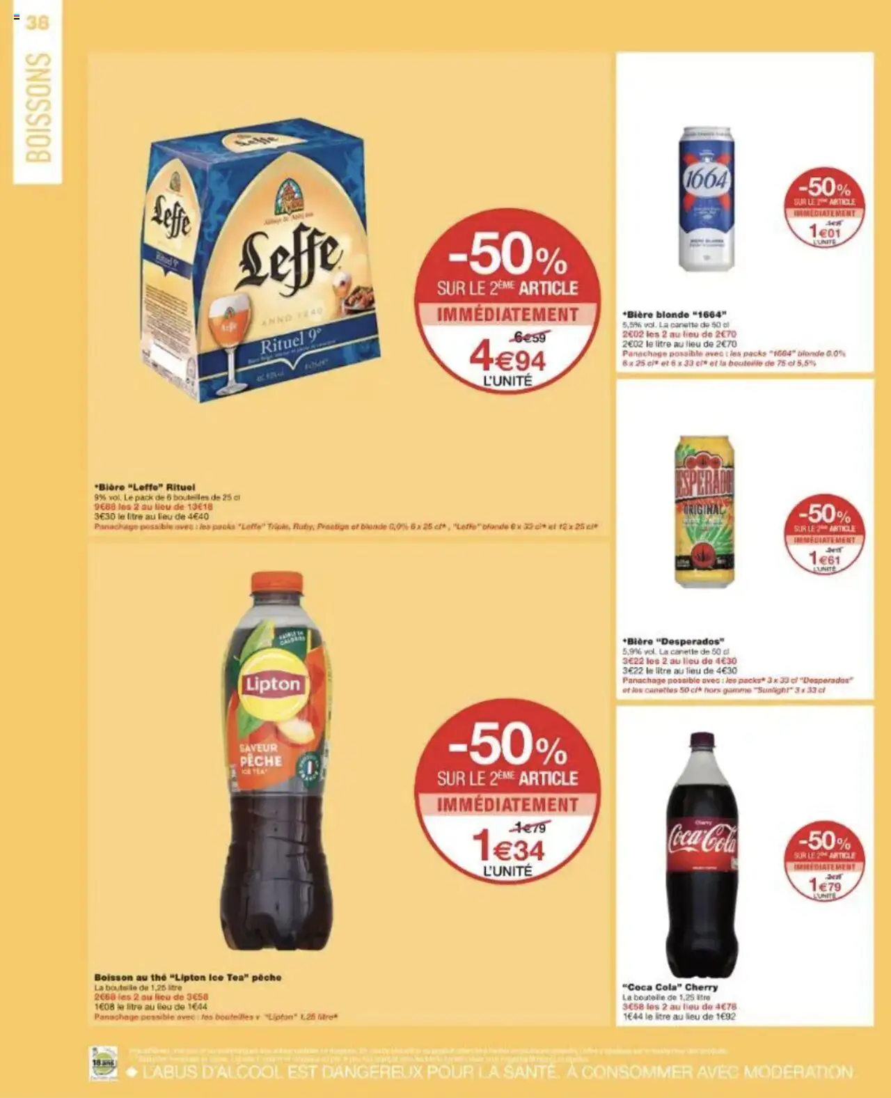  | Page: 38 | Produits: Desperados, Pêche, Coca cola, Thé