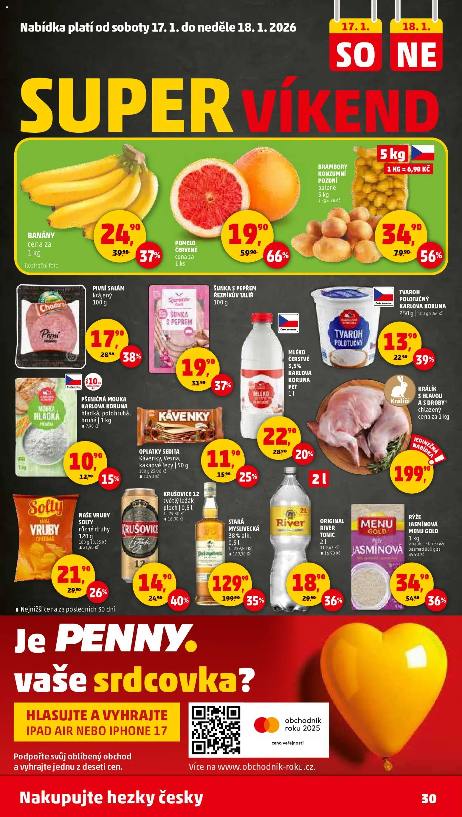 Penny Market leták - Čtvrtečník od 15.01.2026 | Strana: 30 | Produkty: Salám, Šunka, Ipad, Brambory