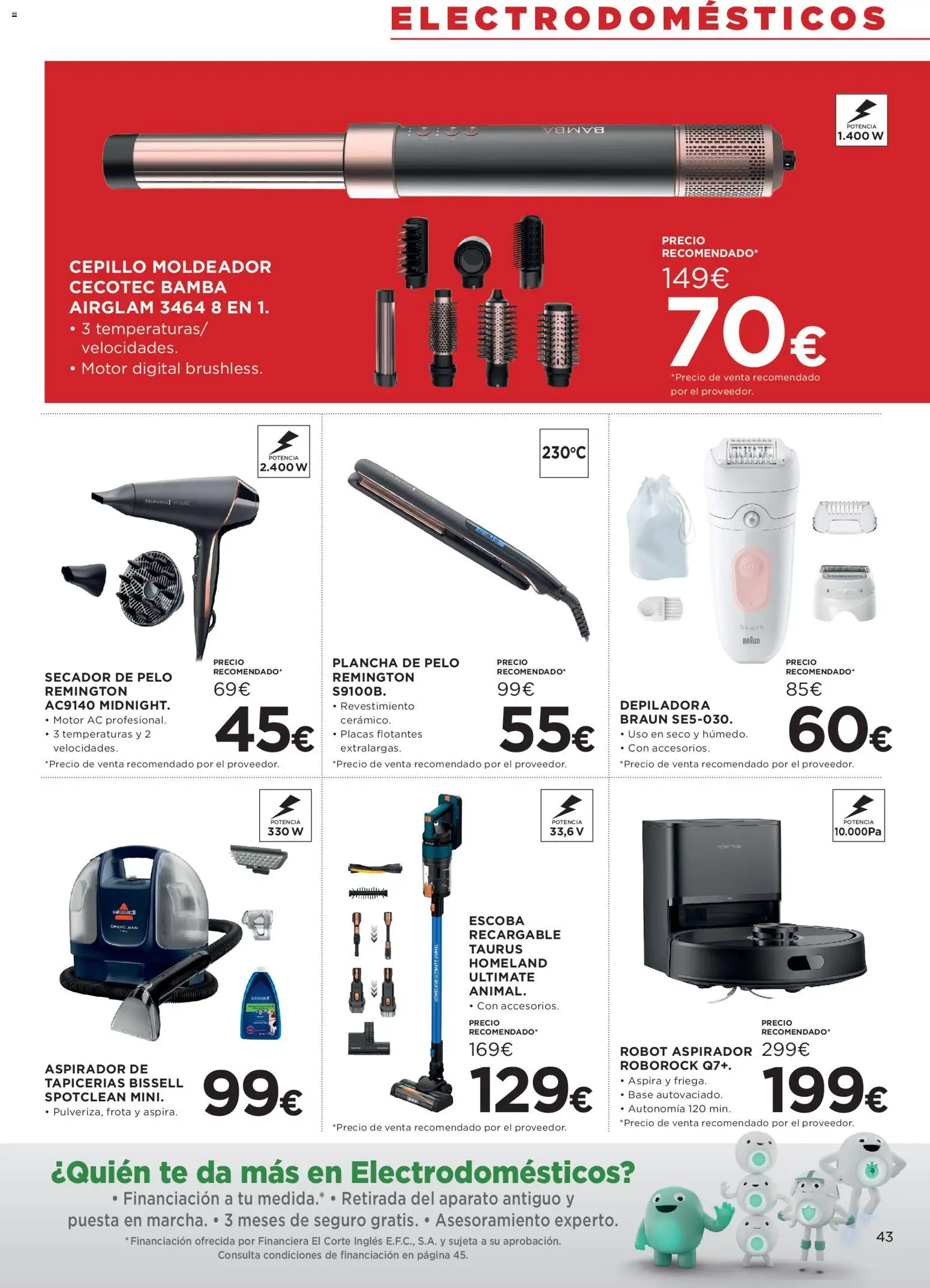 Hipercor catálogo │ válido desde el 23.04.2026 | Página: 43 | Productos: Cepillo moldeador, Té, Secador de pelo, Plancha de pelo