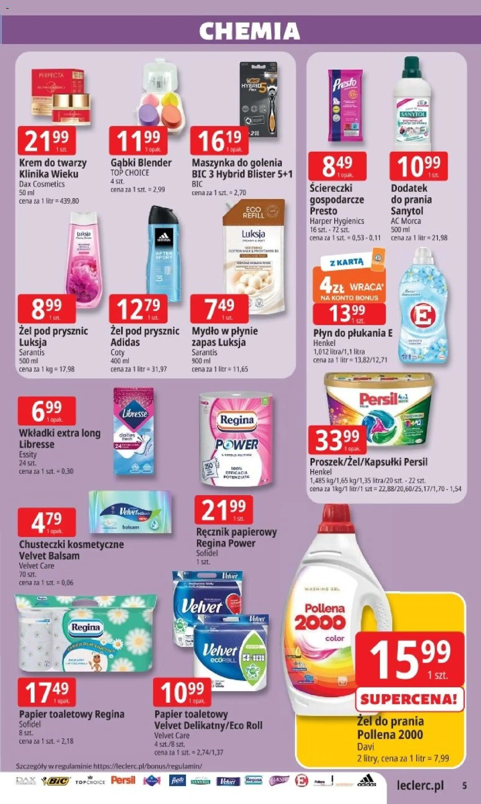 E.Leclerc Gazetka - Zamość od 13.11.2025 | Strona: 5 | Produkty: Papier toaletowy, Persil, Prysznic, Ręcznik papierowy