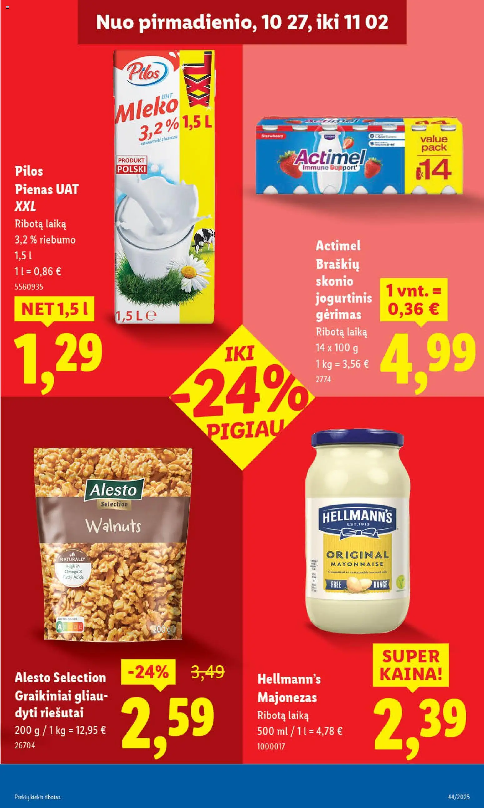 LIDL akcijos nuo 27.10.2025 | Puslapis: 27 | Prekių: Riešutai, Pienas, Majonezas