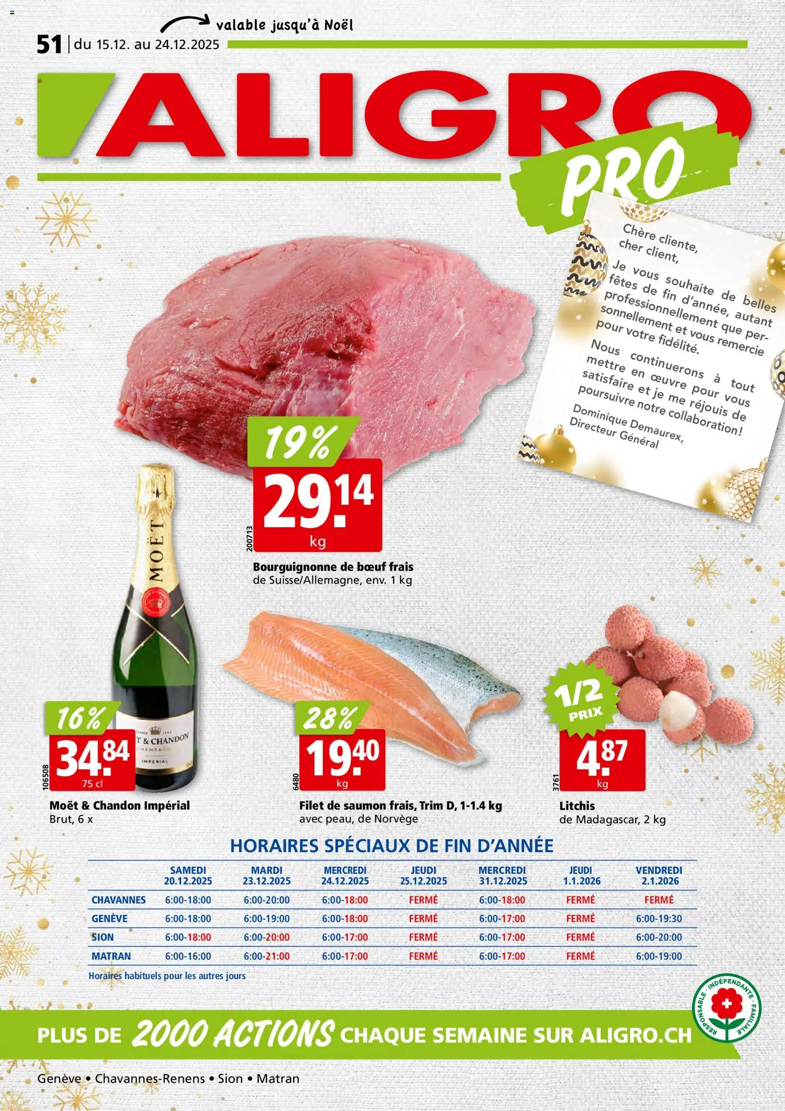 Aligro Aktionen Chavannes, Matran, Genève, Sion – gültig ab 15.12.2025 | Seite: 1