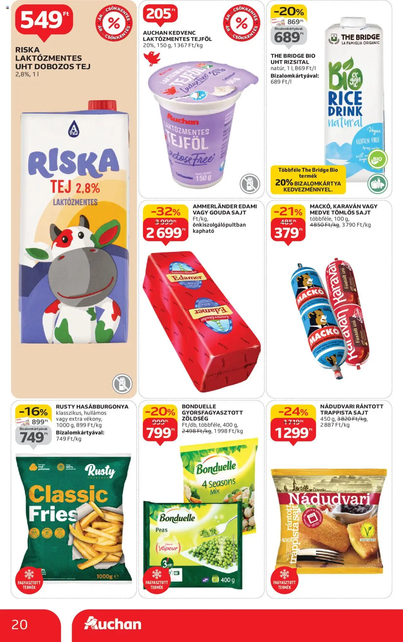 Auchan akciós ujság - amely érvényes a következő dátumtól: 24.10.2025 | Oldal: 20 | Termékek: Rizsital, Zöldség, Tejföl, Vegán