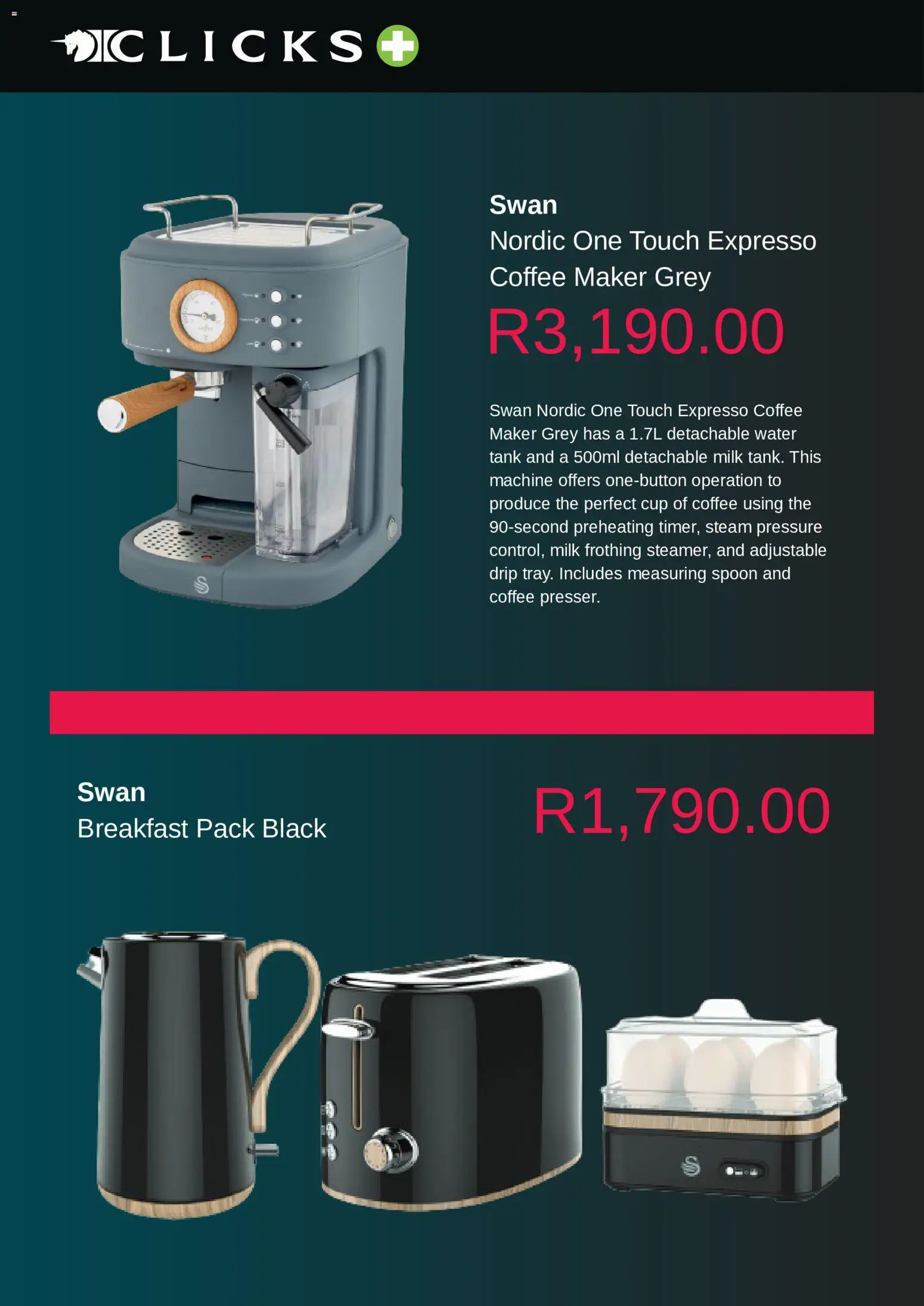 New Clicks catalogue – valid from 14.11.2025 | Page: 12 | Products: Tank, Coffee maker, Milk, Coffee