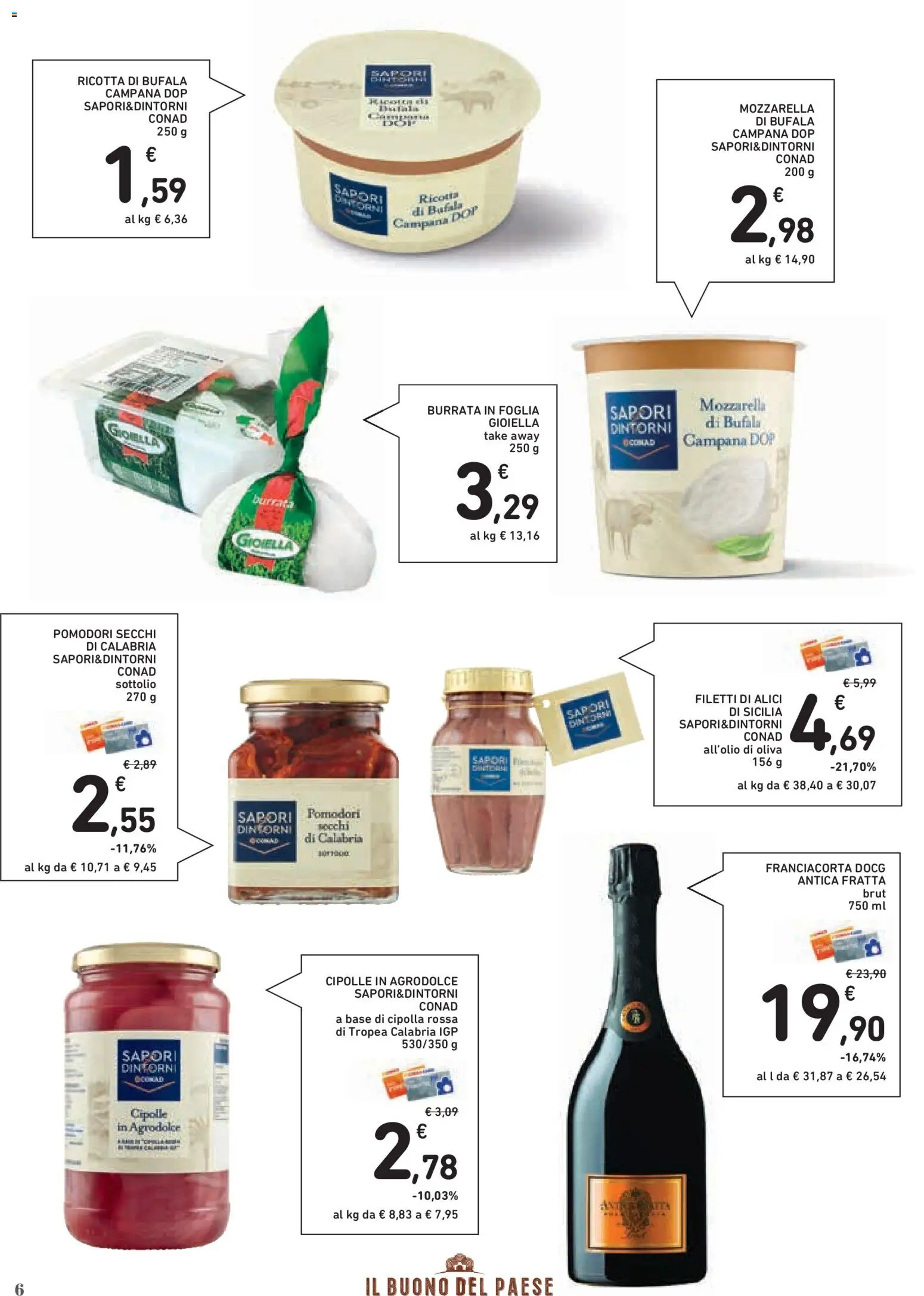 Volantino Conad del 29.01.2026 | Pagina: 6 | Prodotti: Mozzarella, Olive, Ricotta, Burrata