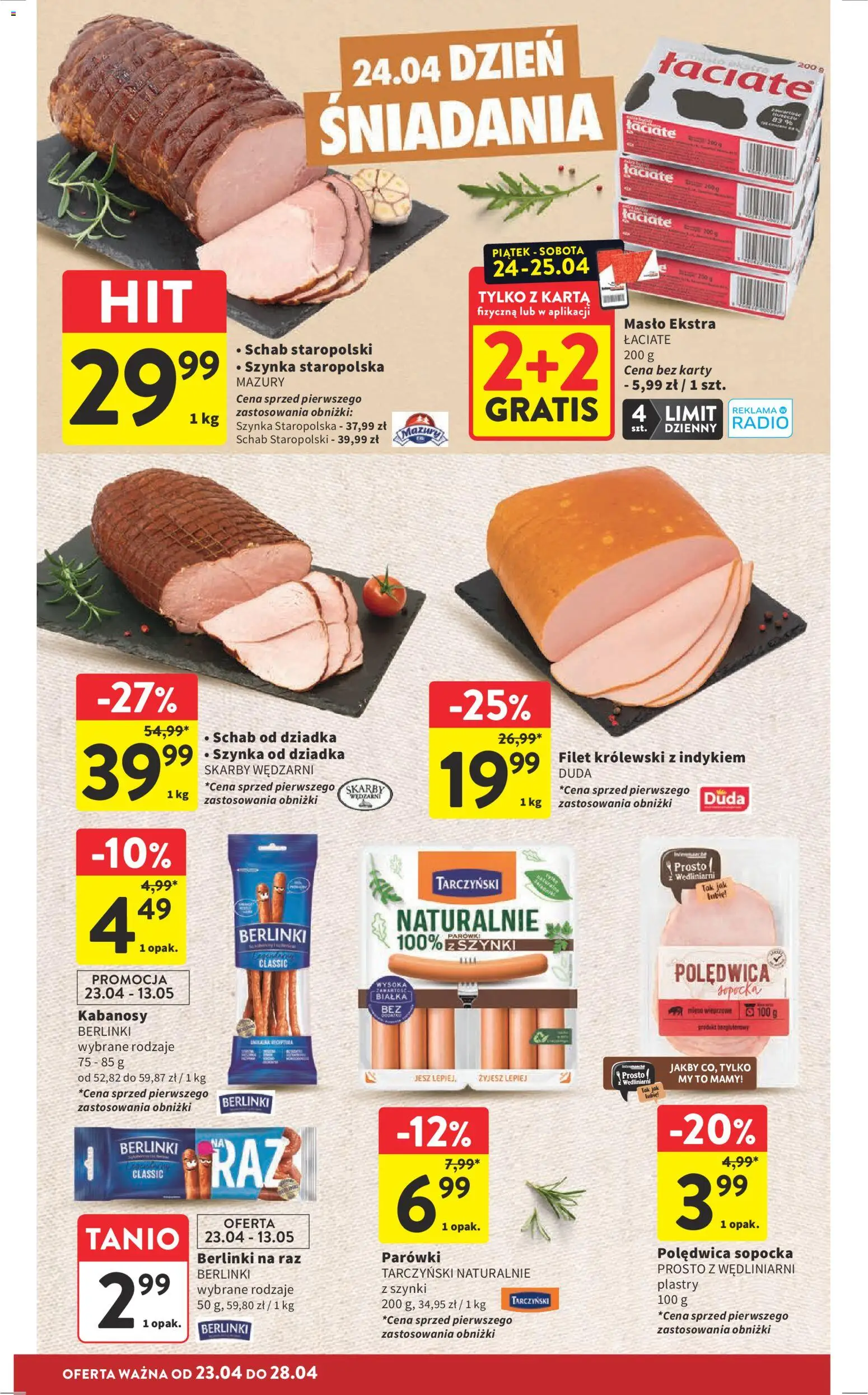 Intermarche gazetka od 23.04.2026 | Strona: 26 | Produkty: Karta, Schab, Mięso, Masło