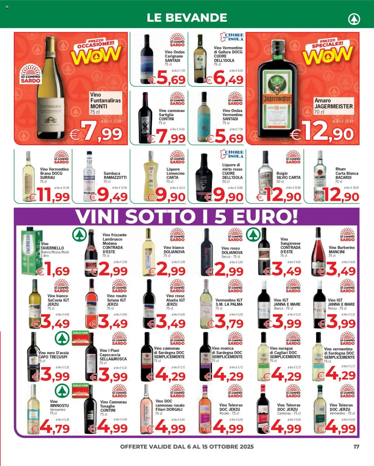 Volantino Eurospar del 06.10.2025 | Pagina: 17 | Prodotti: Vino, Liquore, Vino rosso, Amaro