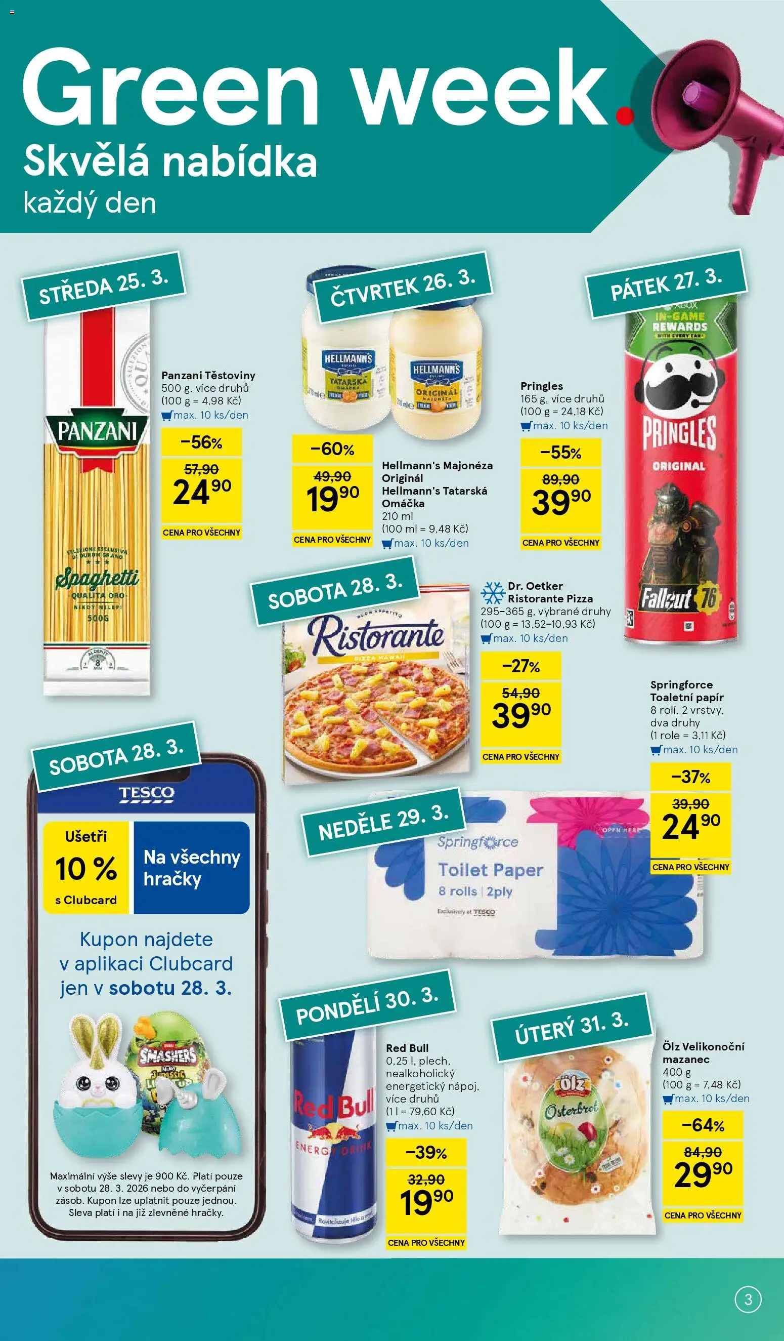 Tesco leták - Hypermarket od 25.03.2026 | Strana: 3 | Produkty: Hellmann's, Majonéza, Tatarská omáčka, Energy drink