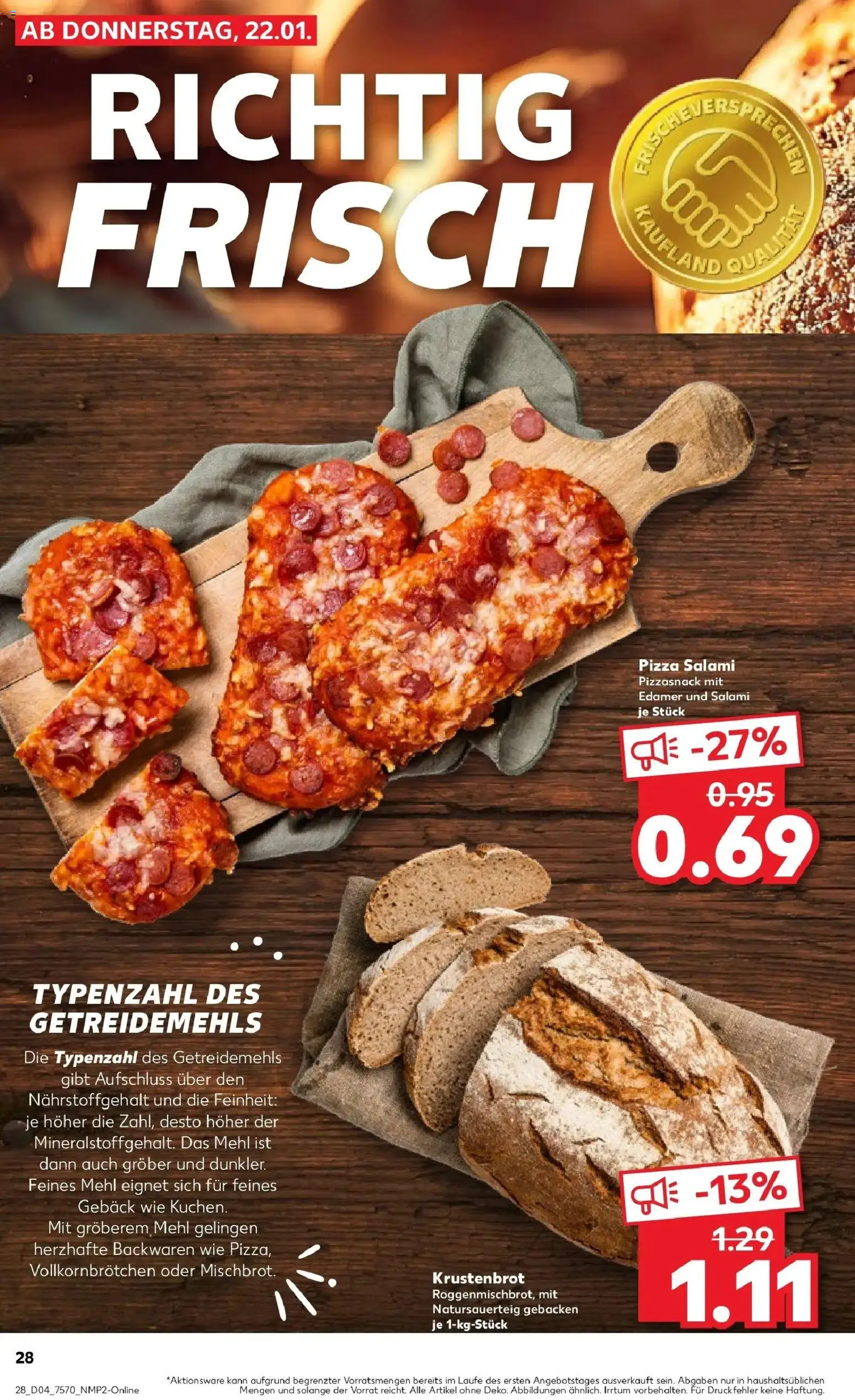 Prospekt Kaufland ab 25.01.2026 » Angebote Online zum Blättern | Seite: 28 | Produkte: Mehl, Edamer, Salami, Pizza