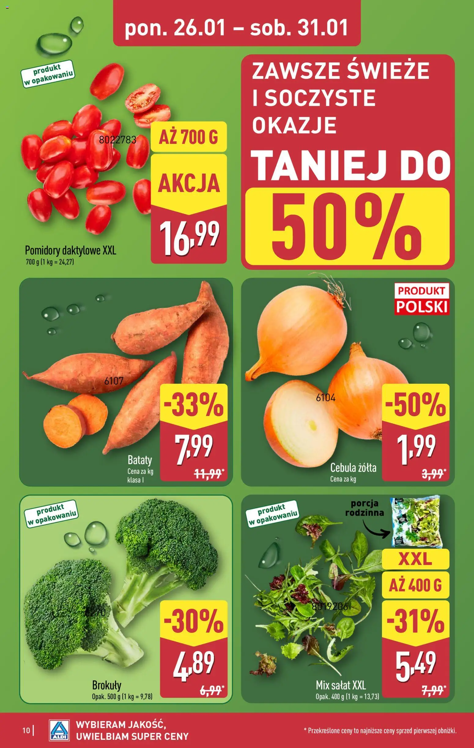 Aldi Gazetka - Okazje na weekend od 29.01.2026 | Strona: 10 | Produkty: Bataty, Mix sałat, Pomidory
