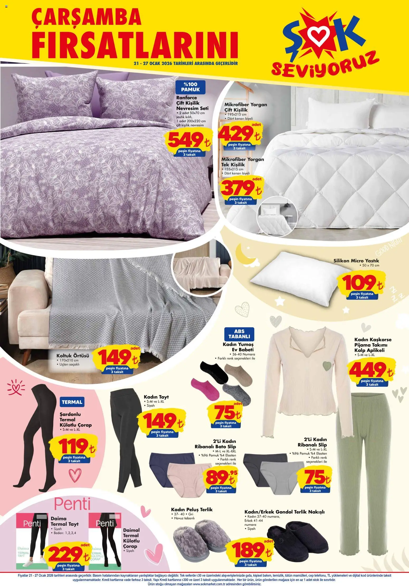 Şok Market Katalog - 21.01.2026 tarihinden itibaren geçerlidir | Sayfa: 4 | Ürünler: Koltuk, Nevresim, Çorap, Pijama