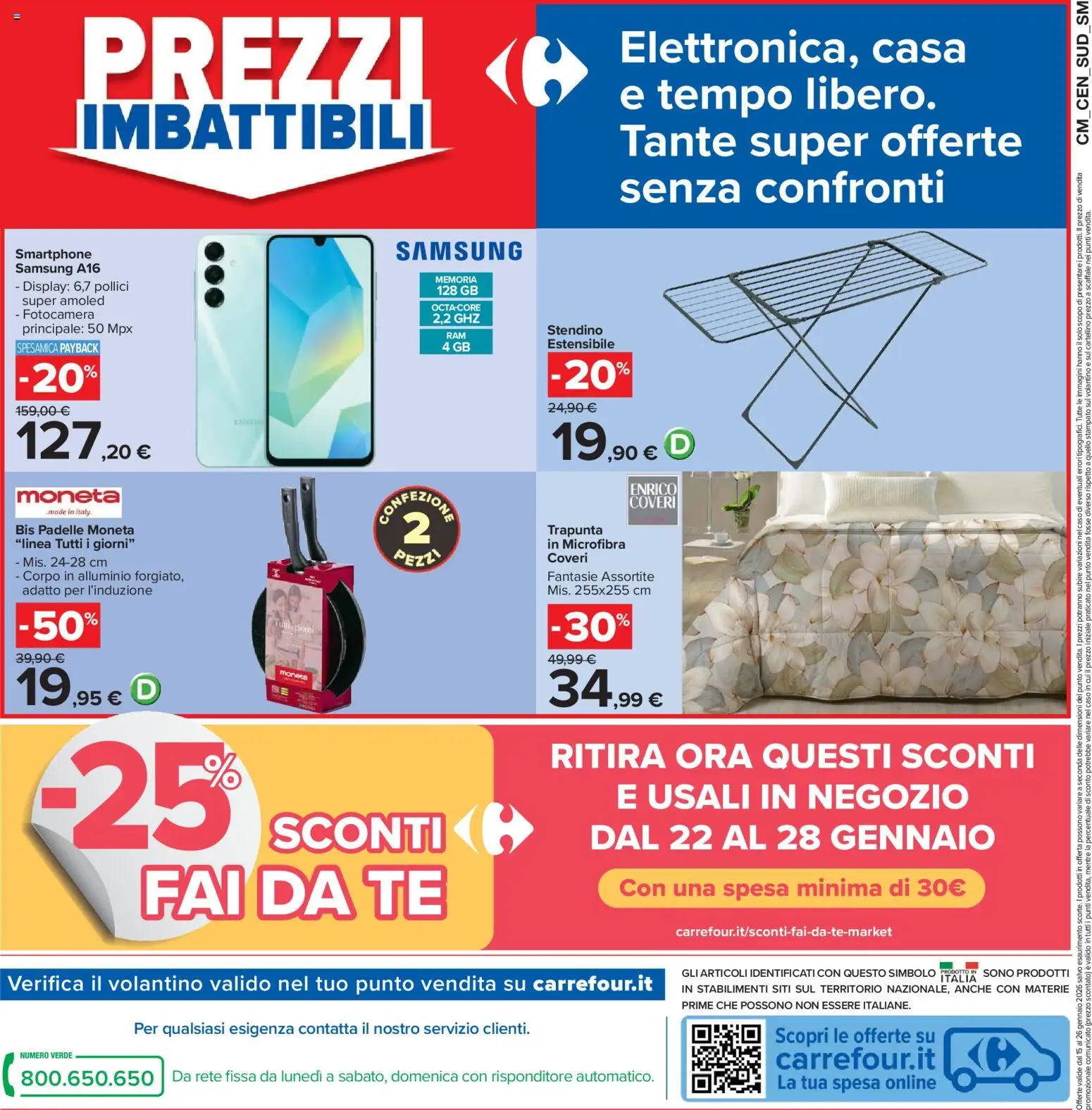 Volantino Carrefour del 15.01.2026 | Pagina: 28 | Prodotti: Trapunta, Fotocamera, Stendino, Alluminio