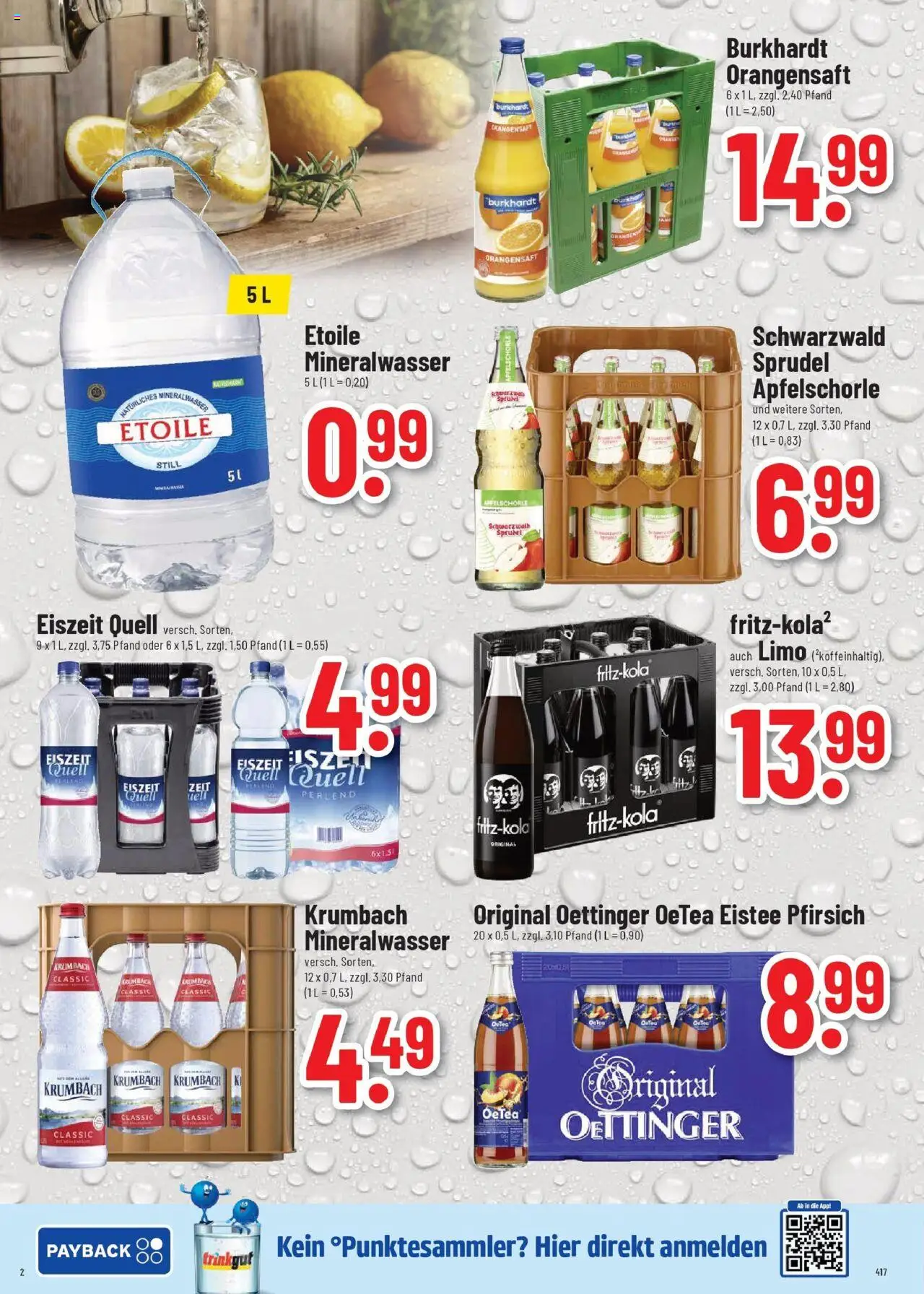 Trinkgut prospekt Großbottwar	 - gültig ab dem 06.07.2025 | Seite: 2 | Produkte: Oettinger, Orangensaft, Mineralwasser, Pfirsich