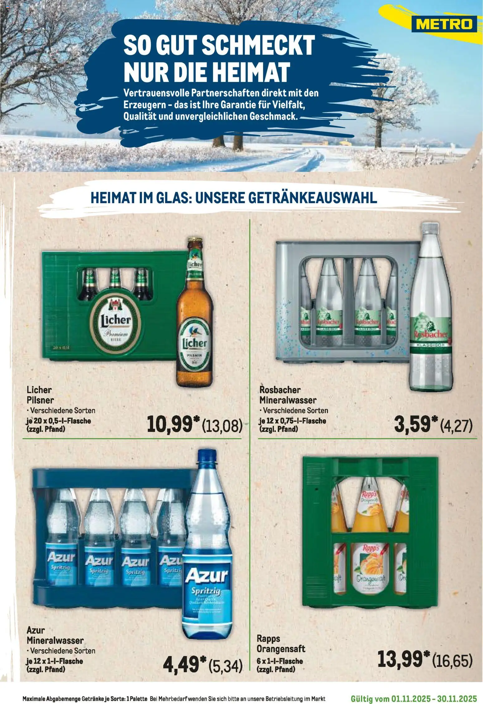 Metro Regionaler Flyer – gültig ab 01.11.2025 | Seite: 55 | Produkte: Orangensaft, Mineralwasser